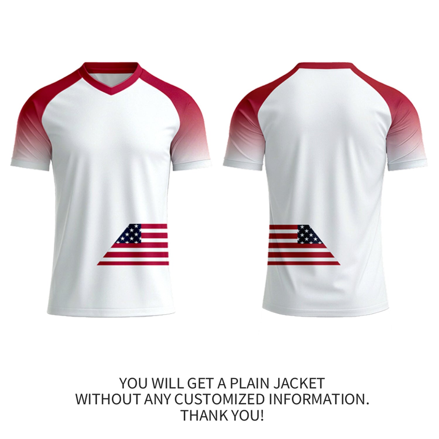 Custom White & Red Gradient Soccer Jersey | Personalized Short Sleeve V-Neck Jersey for Youth & Adult