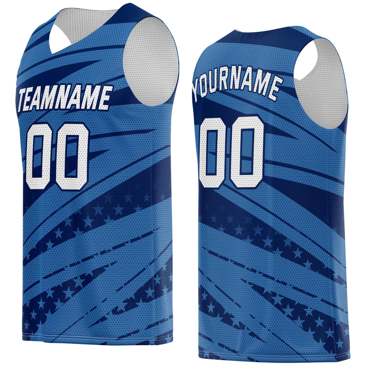 Custom Multi-Navy Blue Star-Stripe Pattern Basketball Jersey - Personalized Team Name, Number &amp; LOGO | Vosoli