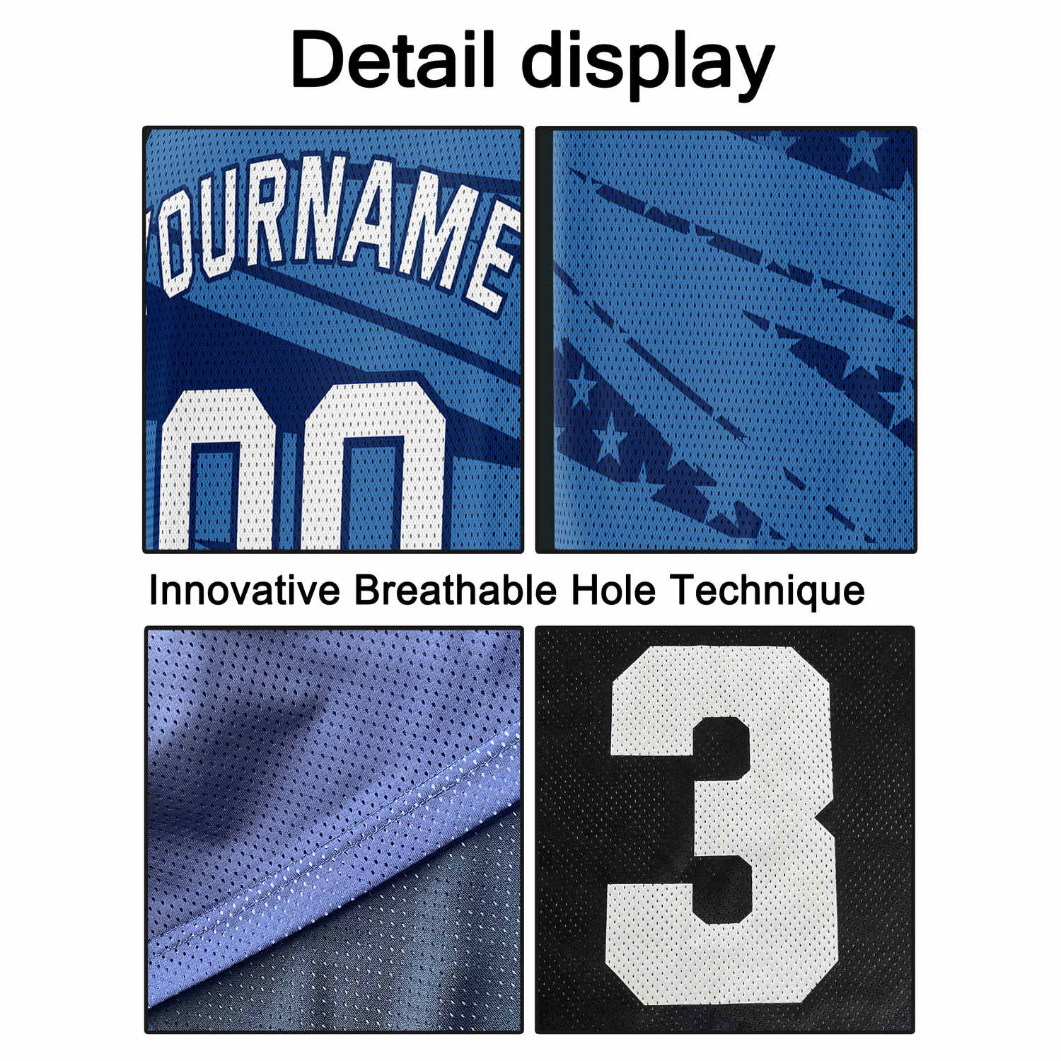 Custom Multi-Navy Blue Star-Stripe Pattern Basketball Jersey - Personalized Team Name, Number & LOGO | Vosoli