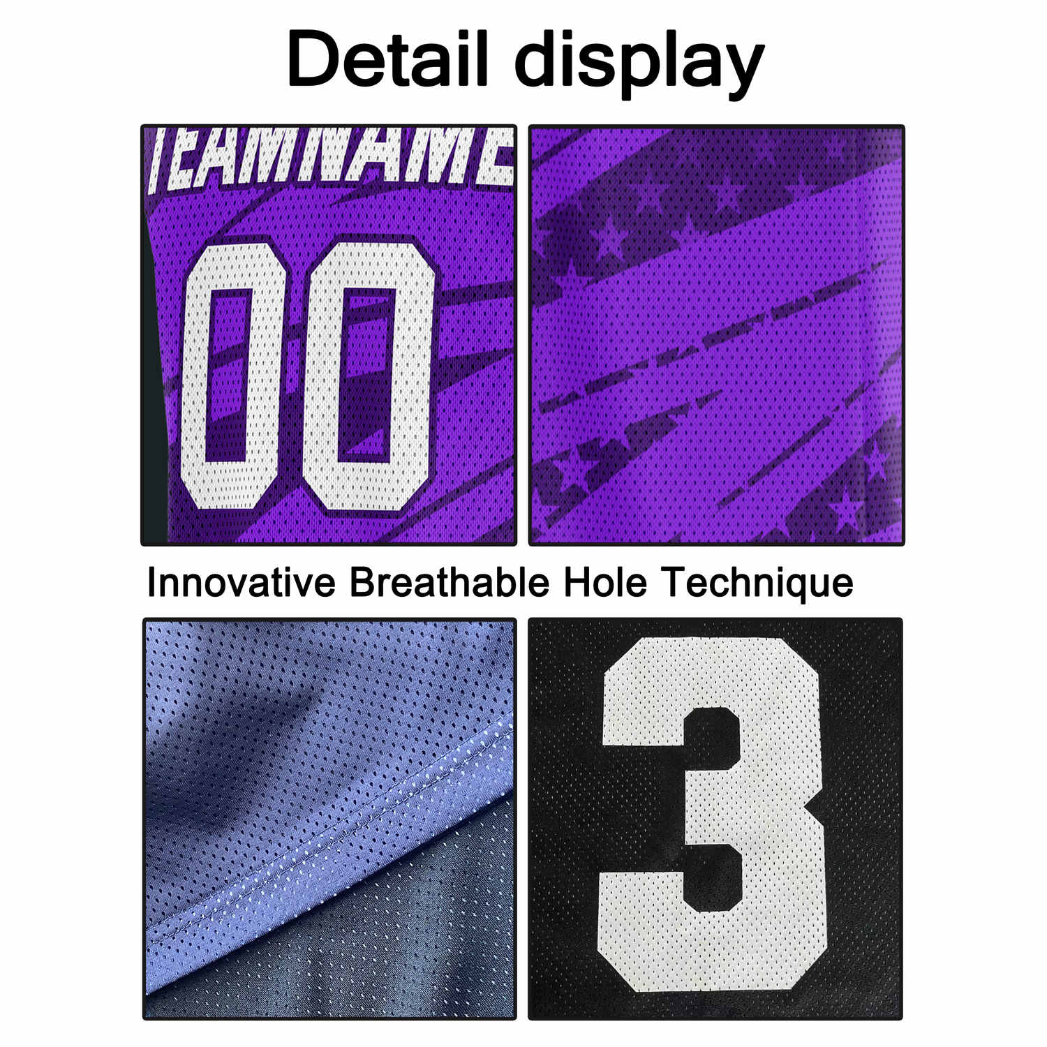 Custom Multi-Tone Purple Star-Stripe Pattern Basketball Jersey - Personalized Team Name, Number & LOGO | Vosoli
