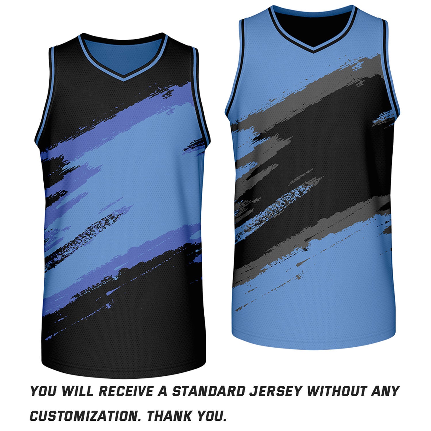 Custom Black & Light Blue Brush Stroke Reversible Basketball Jersey | Adult Youth Jerseys for Large Group Team Orders