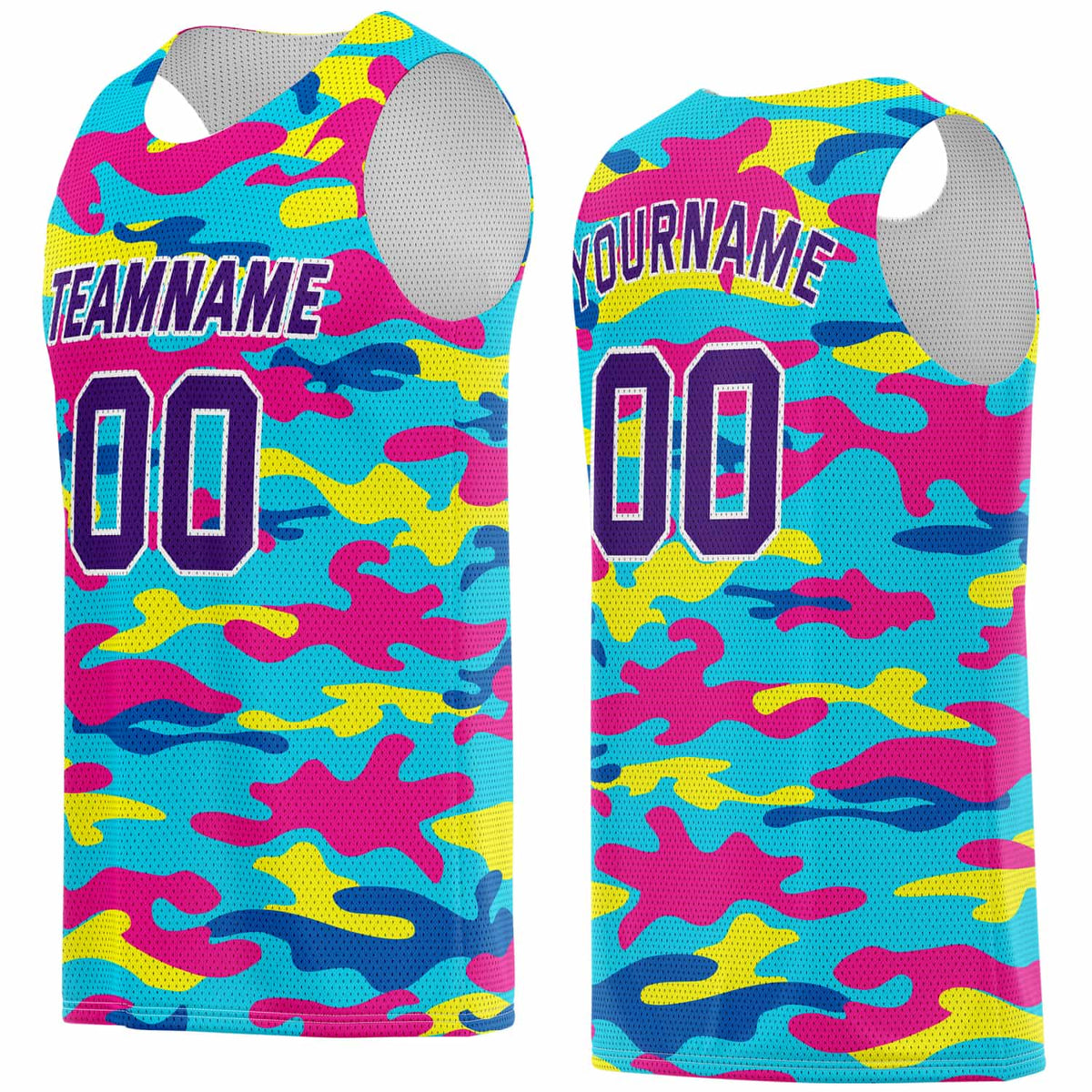 Custom Neon Camo Basketball Jersey - Personalized Team Name, Number &amp; LOGO | Vosoli