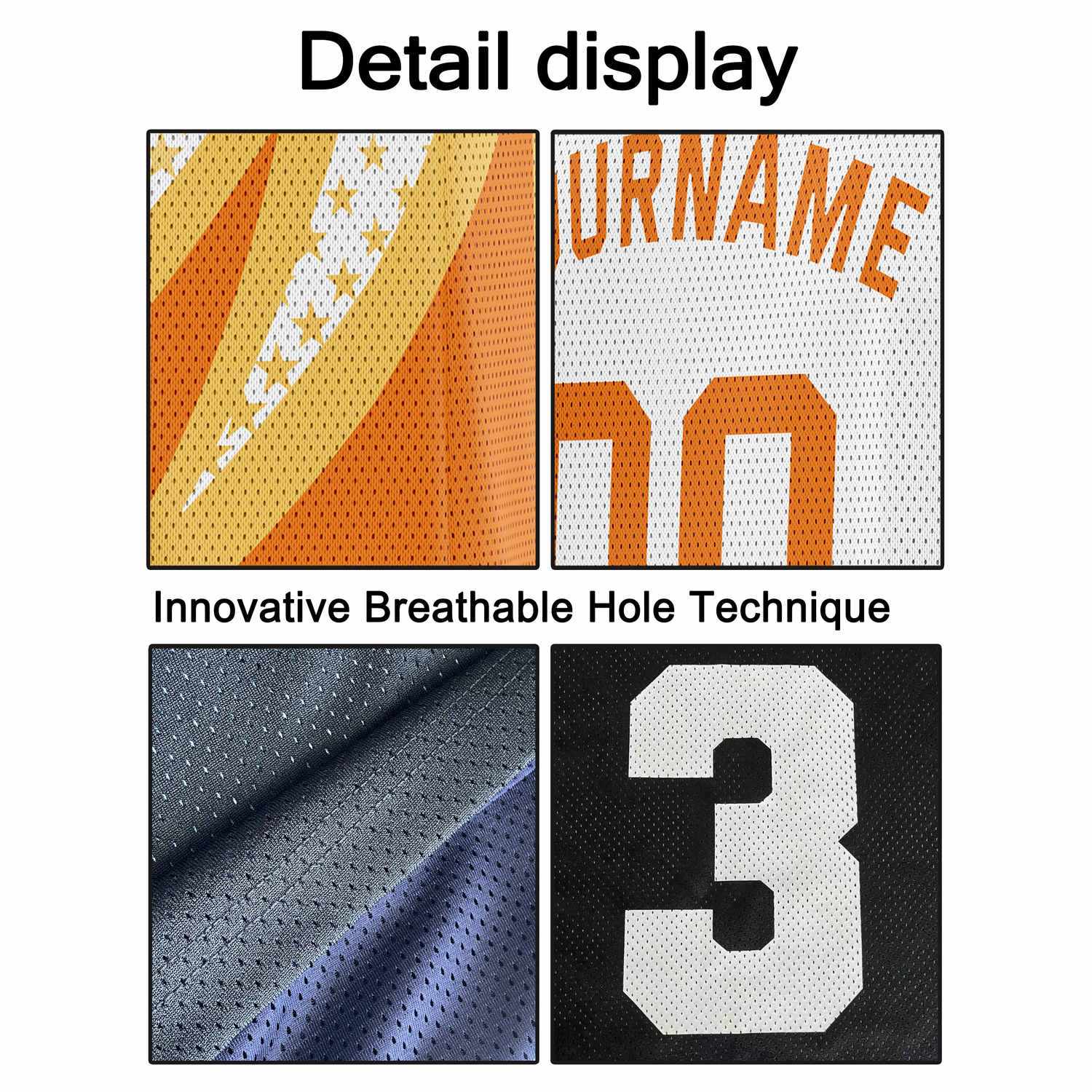Custom Multi-Orange & Gold Lightning-Star Pattern Basketball Jersey - Personalized Team Name, Number & LOGO | Vosoli