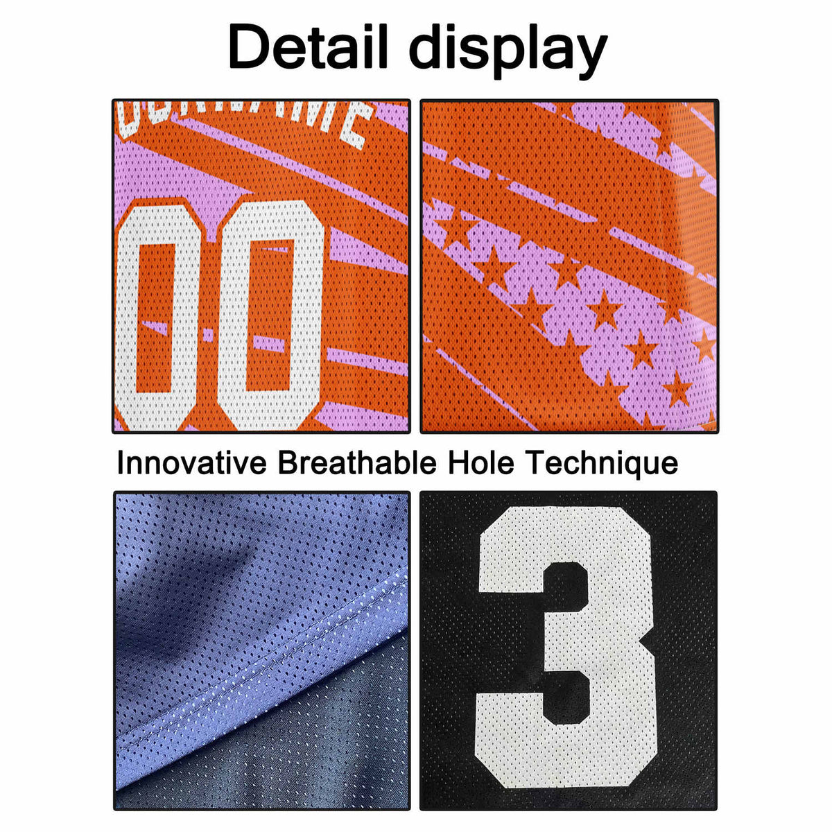 Custom Orange & Pink Star-Stripe Pattern Basketball Jersey - Personalized Team Name, Number & LOGO | Vosoli