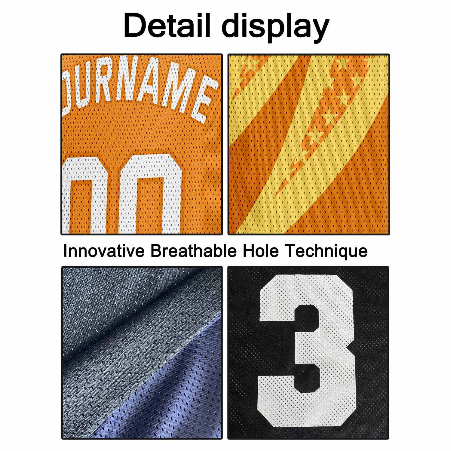 Custom Orange & Yellow Lightning-Star Pattern Basketball Jersey - Personalized Team Name, Number & LOGO | Vosoli
