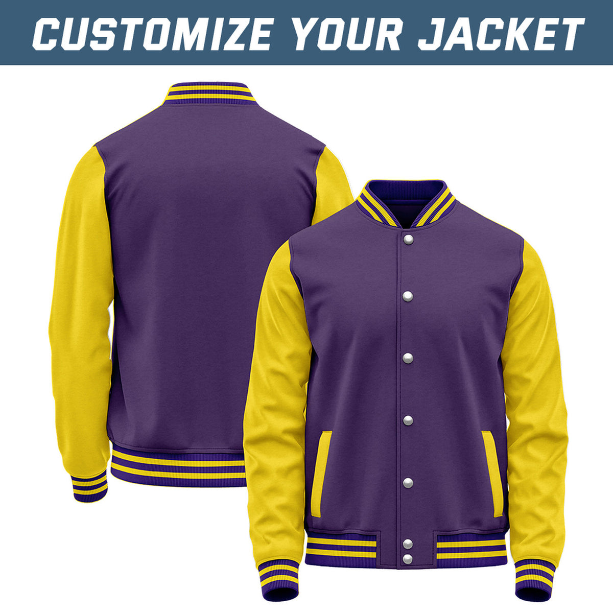 Custom Purple & Gold Baseball Bomber Jacket | Retro Collegiate Varsity & Letterman