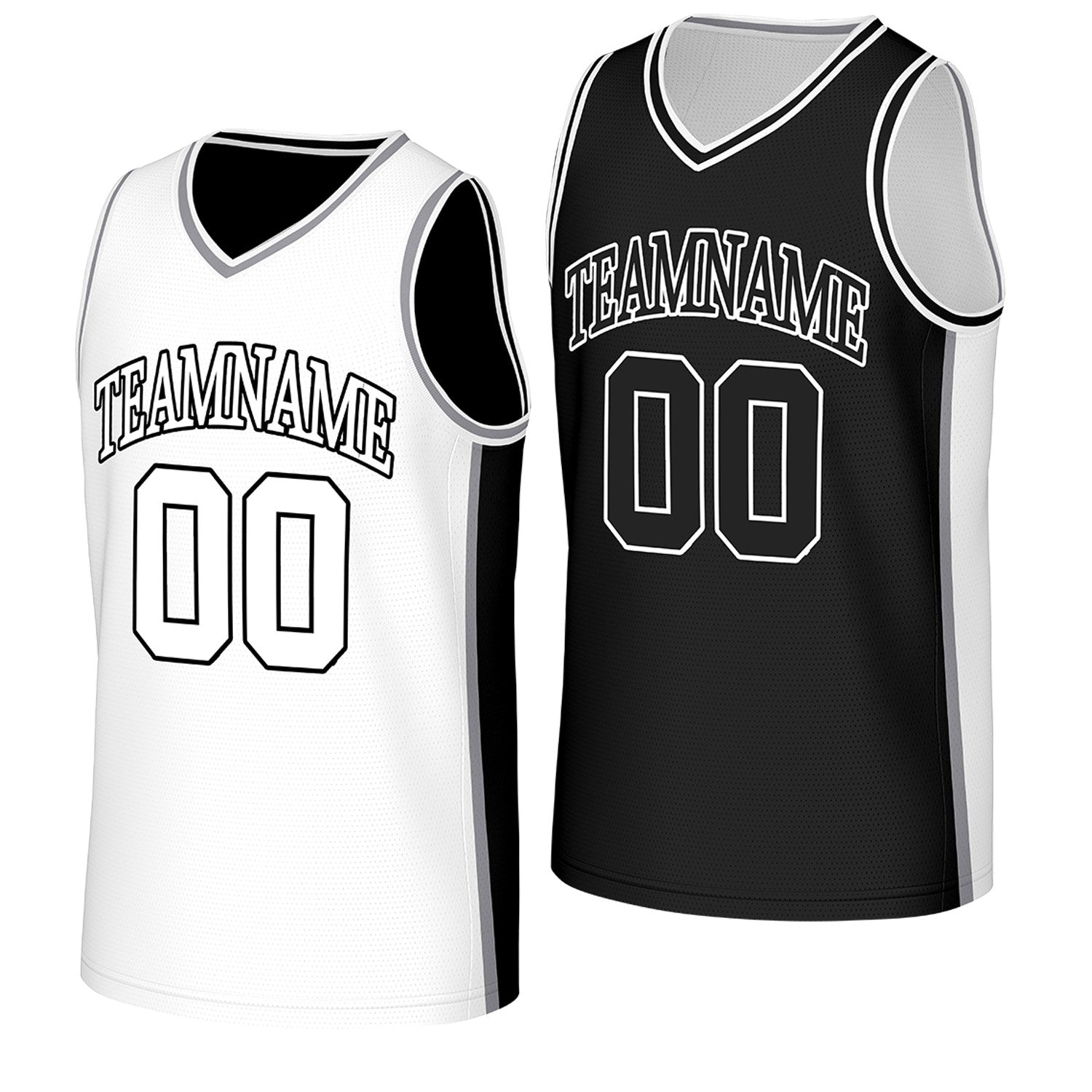 personalized basketball jerseys with names white black reversible by Vosoli, Personalized team name, number & logo. Fast delivery.