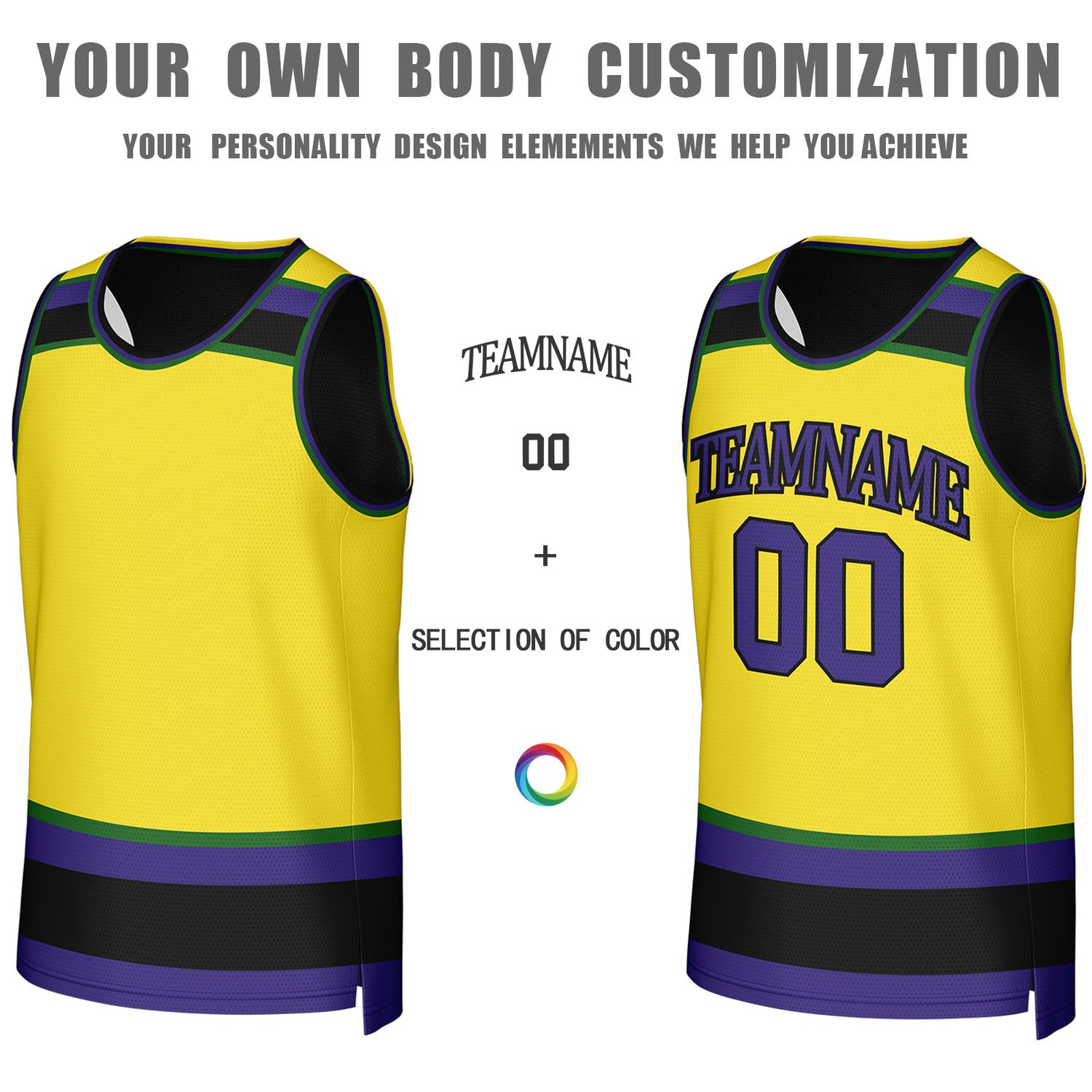 Custom Black & Yellow Striped Reversible Basketball Jersey | Personalized Team Jerseys with Name, Number & Logo