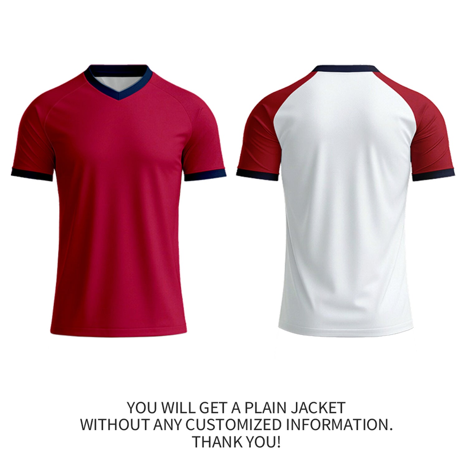 Custom Red & White Raglan Soccer Shirt | Personalized Short Sleeve V-Neck Uniform for Youth & Adult