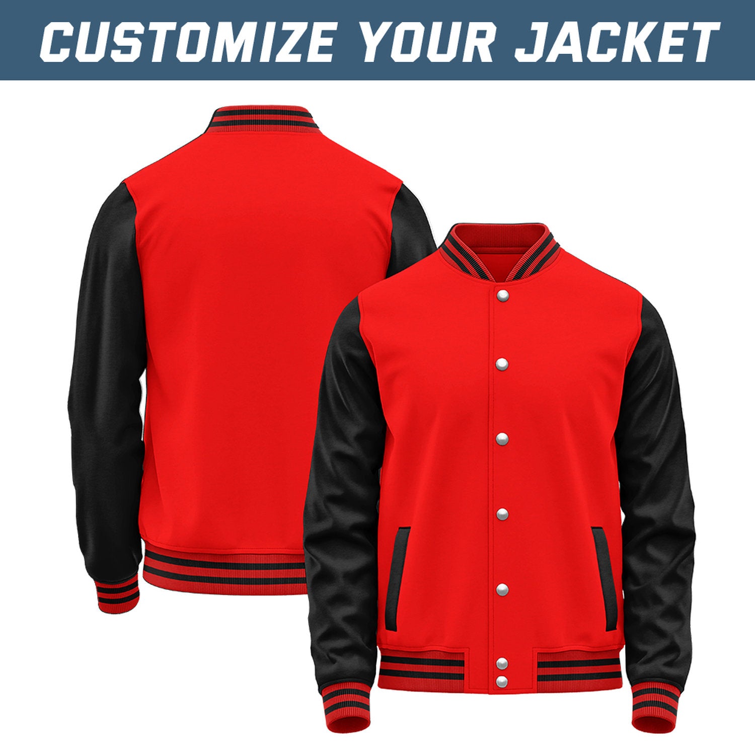 Custom Red & Black Baseball Bomber Jacket | Retro Collegiate Varsity & Letterman