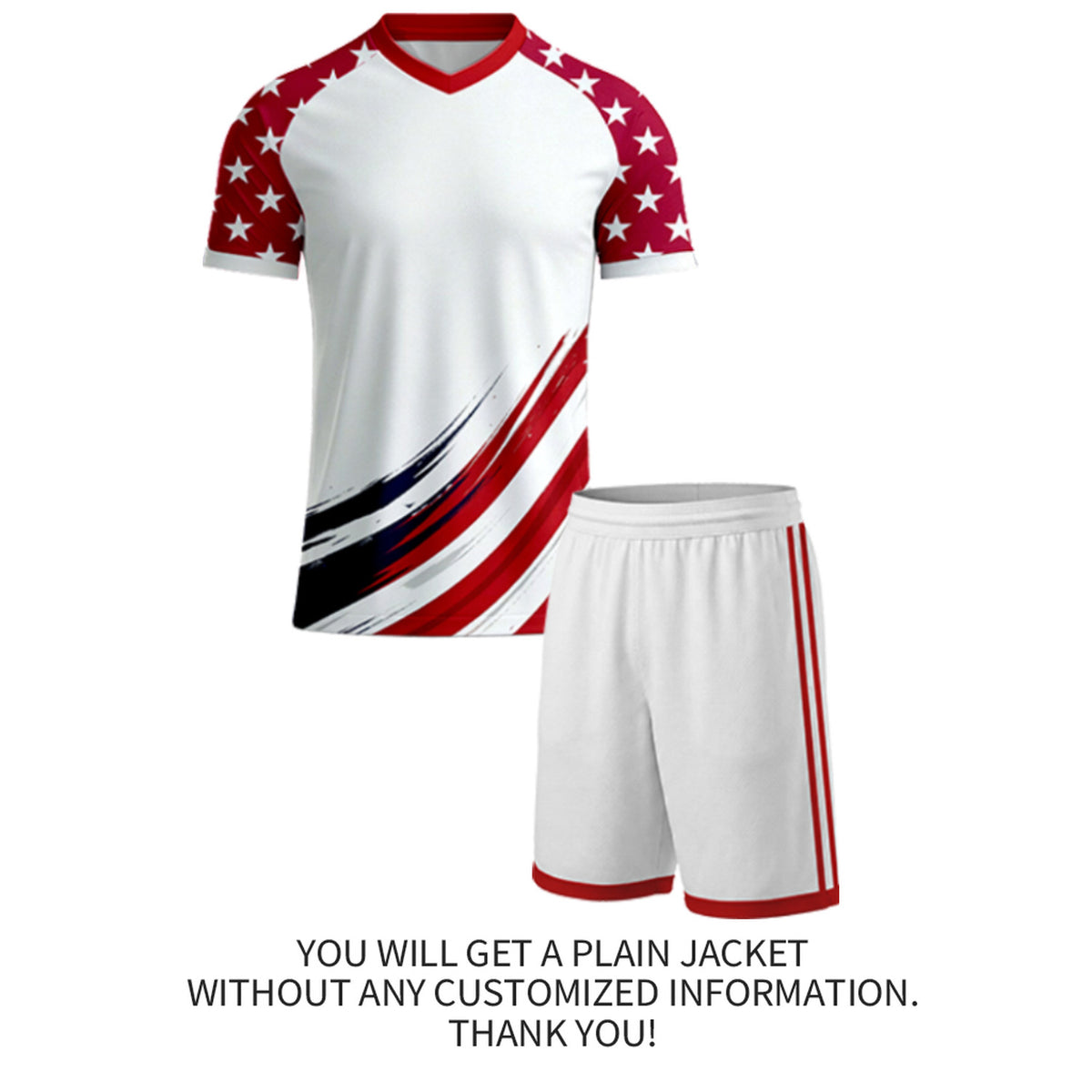 Personalized White & Star Sleeve Brush Soccer Uniform Set | Custom Jersey & Shorts for Youth & Adult Soccer Teams