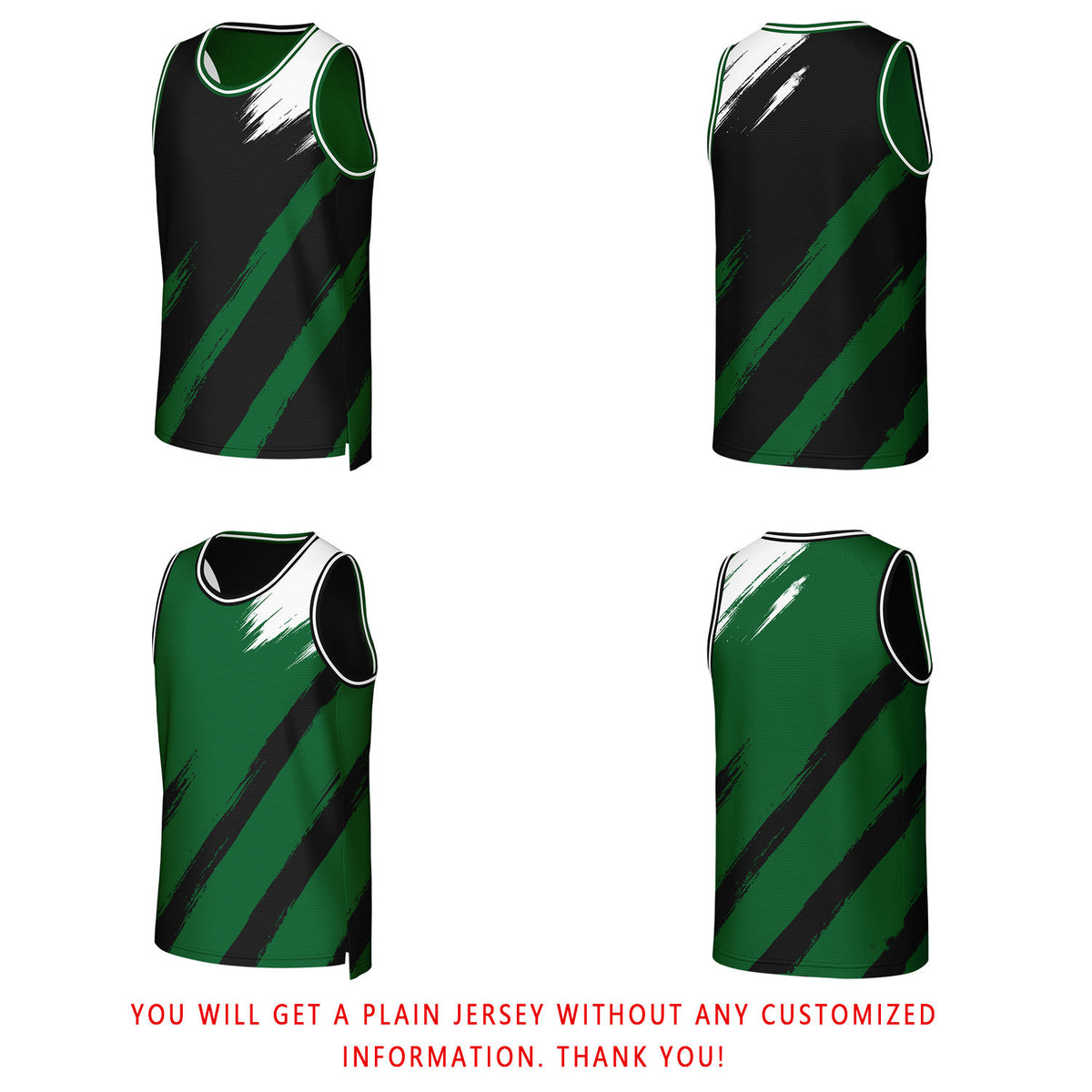 Custom Black & Green Brush Stroke Reversible Basketball Jersey | Personalized Team Uniforms for Adult & Youth