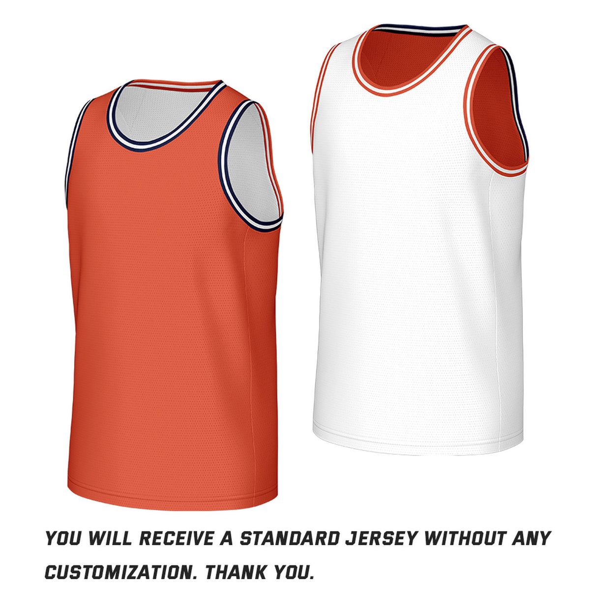 Custom Classic Double Trim Reversible Basketball Jersey Orange & White Mesh Team Uniform for Adult Youth