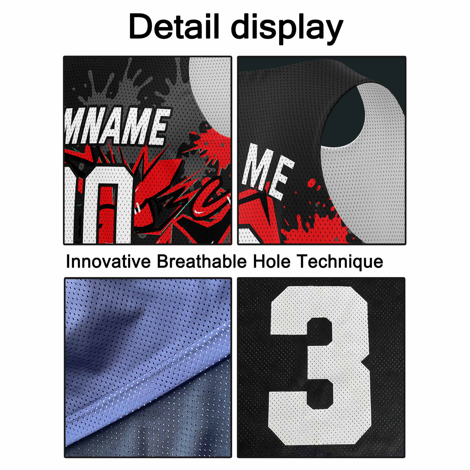 Custom Red & Black Graffiti Splash Basketball Jersey - Personalized Team Name, Number & LOGO | Vosoli