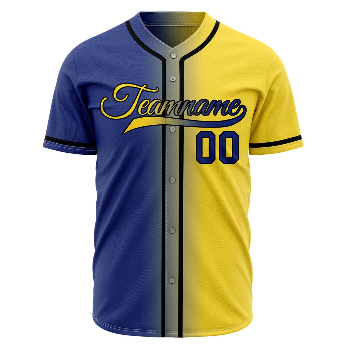 Custom Royal Blue and Yellow Split Baseball Jersey | Personalized Half-and-Half Team Uniform