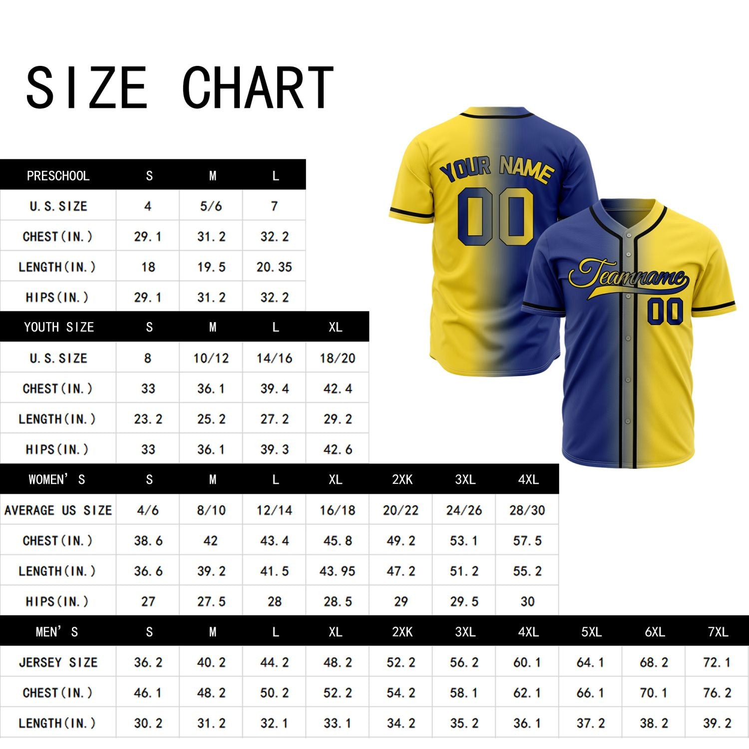 Custom Royal Blue and Yellow Split Baseball Jersey | Personalized Half-and-Half Team Uniform