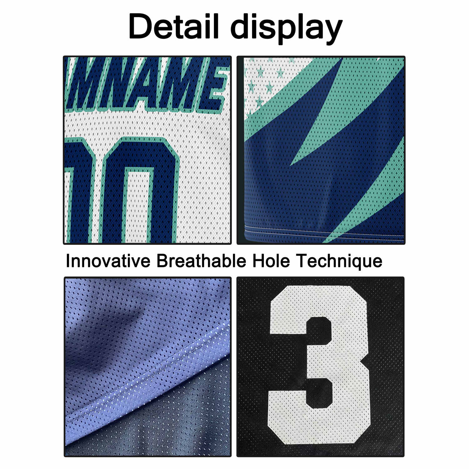 Custom Multi-Teal & Navy Lightning-Star Pattern Basketball Jersey - Personalized Team Name, Number & LOGO | Vosoli