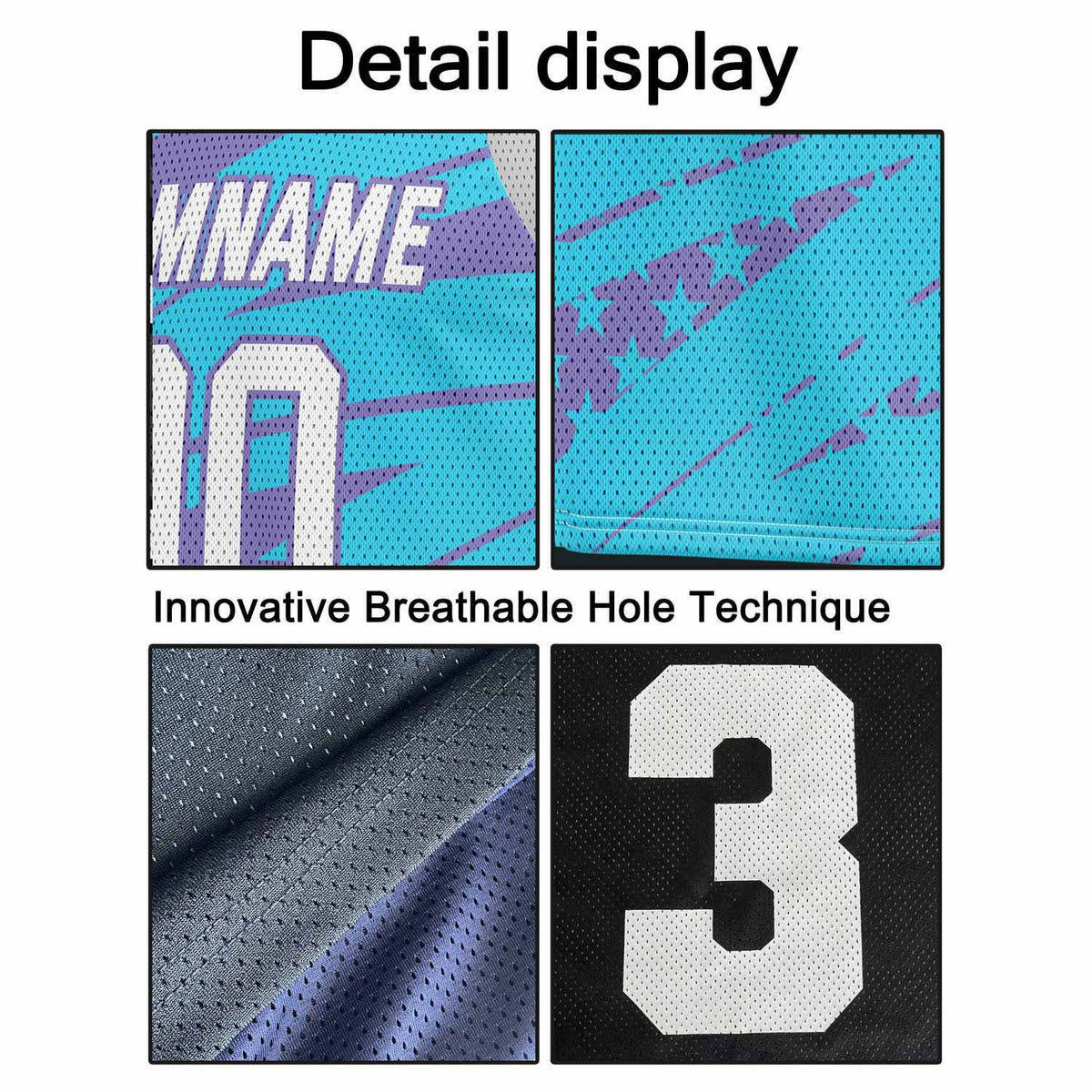 Custom Teal & Purple Star-Stripe Pattern Basketball Jersey - Personalized Team Name, Number & LOGO | Vosoli
