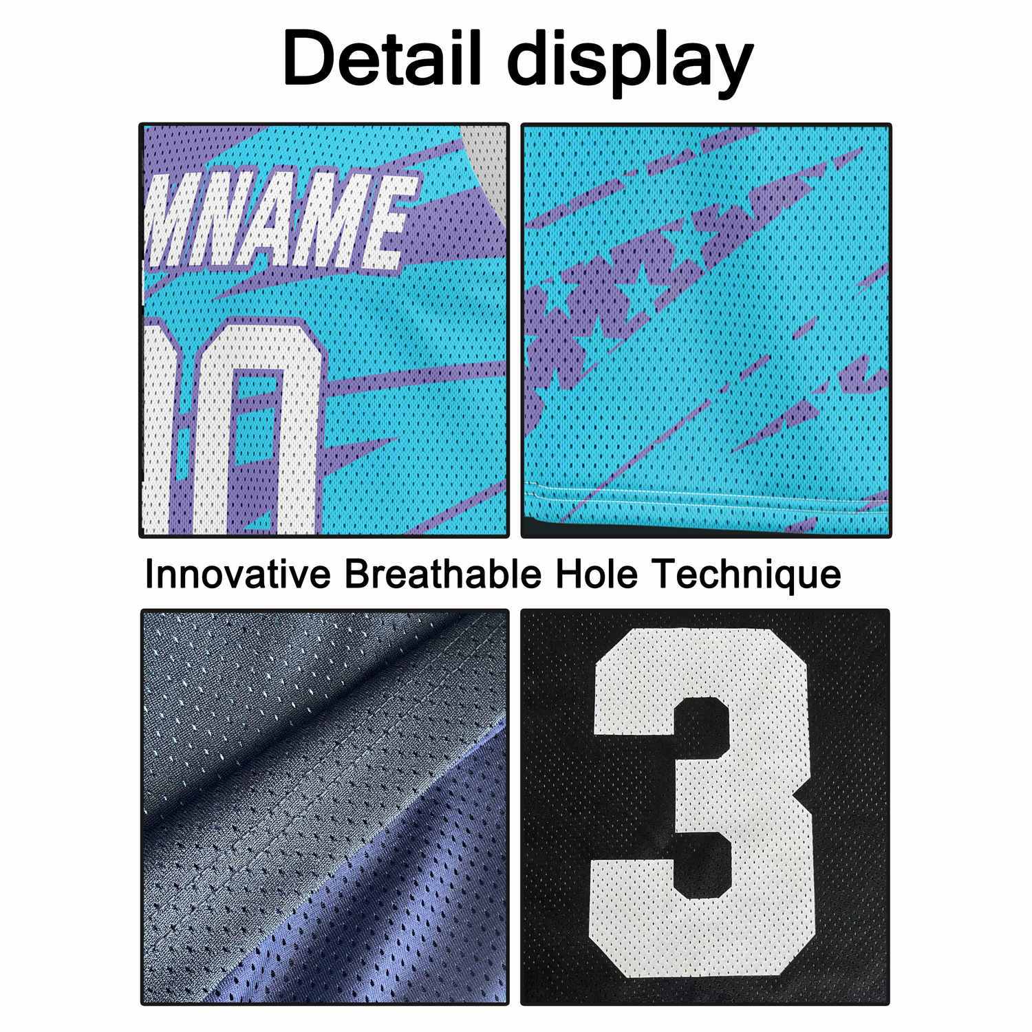 Custom Teal & Purple Star-Stripe Pattern Basketball Jersey - Personalized Team Name, Number & LOGO | Vosoli