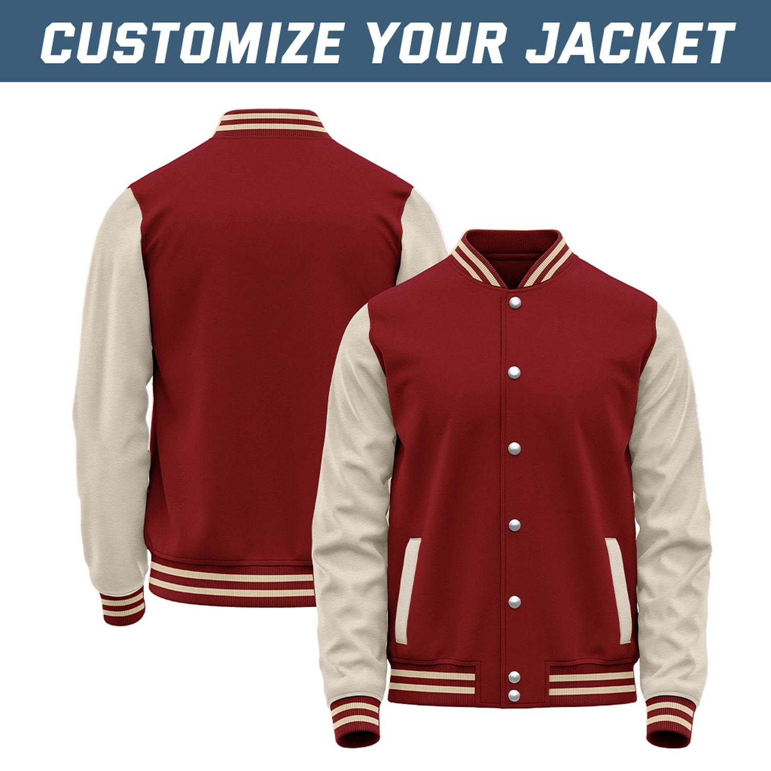 Custom Maroon & Cream Baseball Bomber Jacket | Retro Collegiate Varsity & Letterman