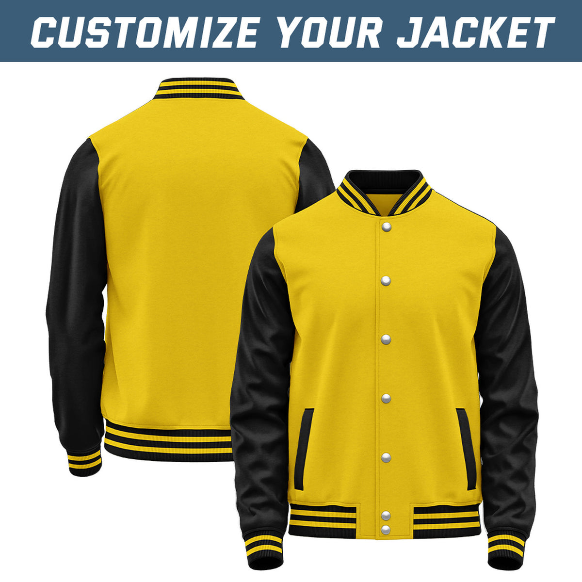 Custom Yellow & Black Baseball Bomber Jacket | Retro Collegiate Varsity & Letterman