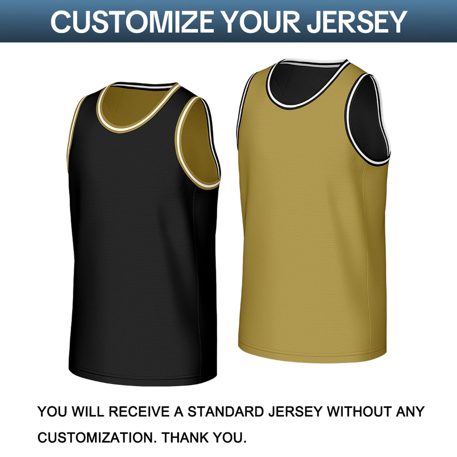 Custom Black & Gold Reversible Basketball Jersey | Personalized Sleeveless Mesh Jersey for Adult Youth