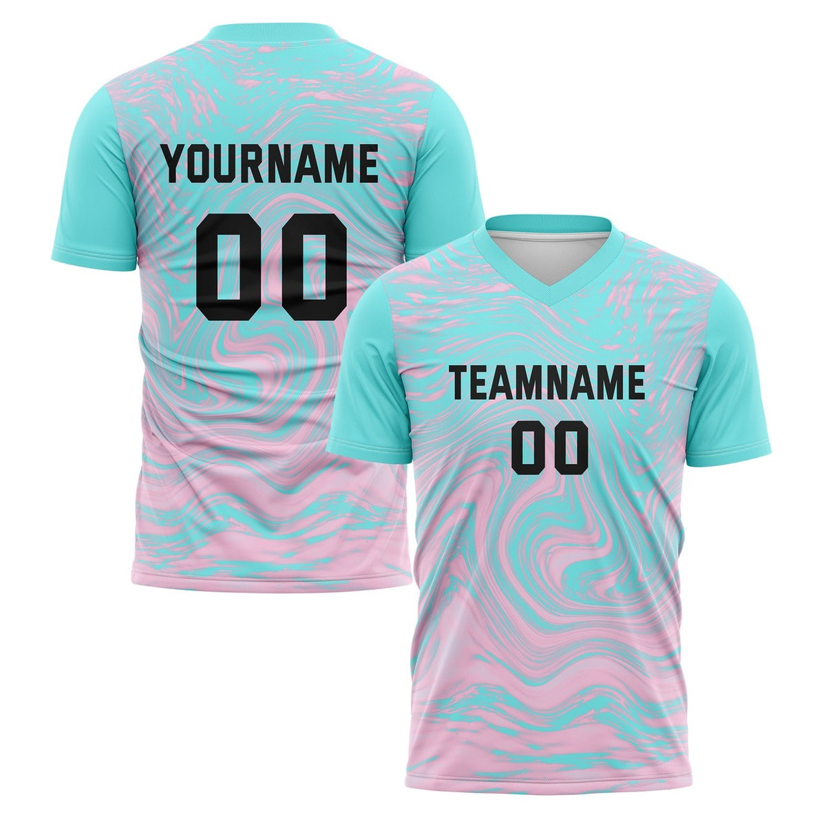 Custom Aqua &amp; Pink Marble Soccer Jersey for Teams &amp; Individuals | Vosoli
