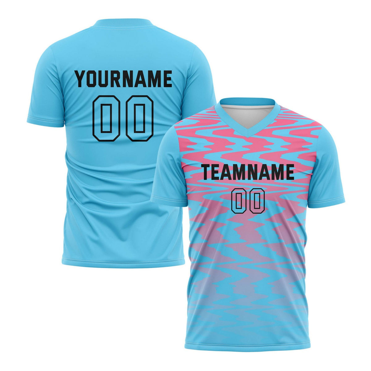 Custom Aqua &amp; Pink Wave Pattern Soccer Jersey for Teams &amp; Individuals | Vosoli