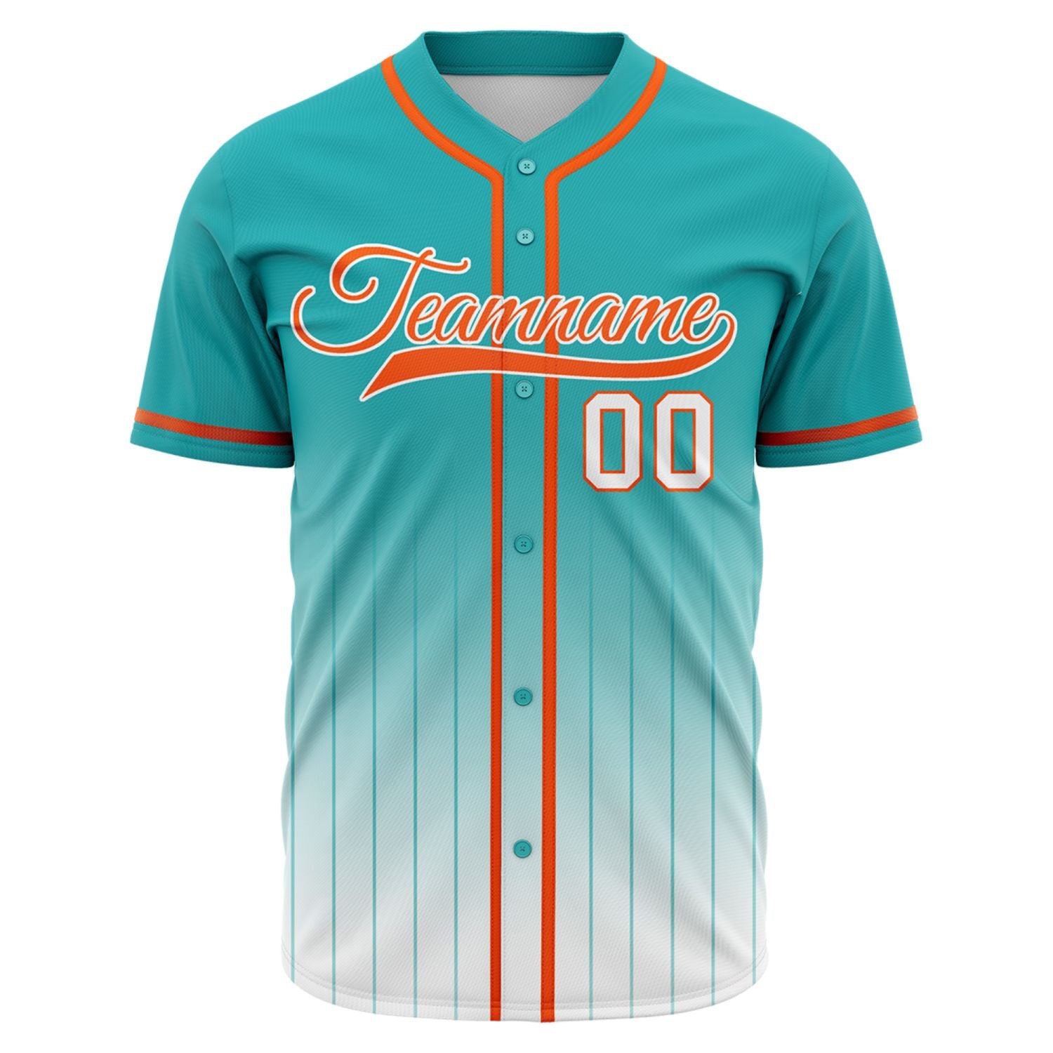 VOSOLI Tropical Aqua & Orange Gradient Pinstripe Baseball Jersey