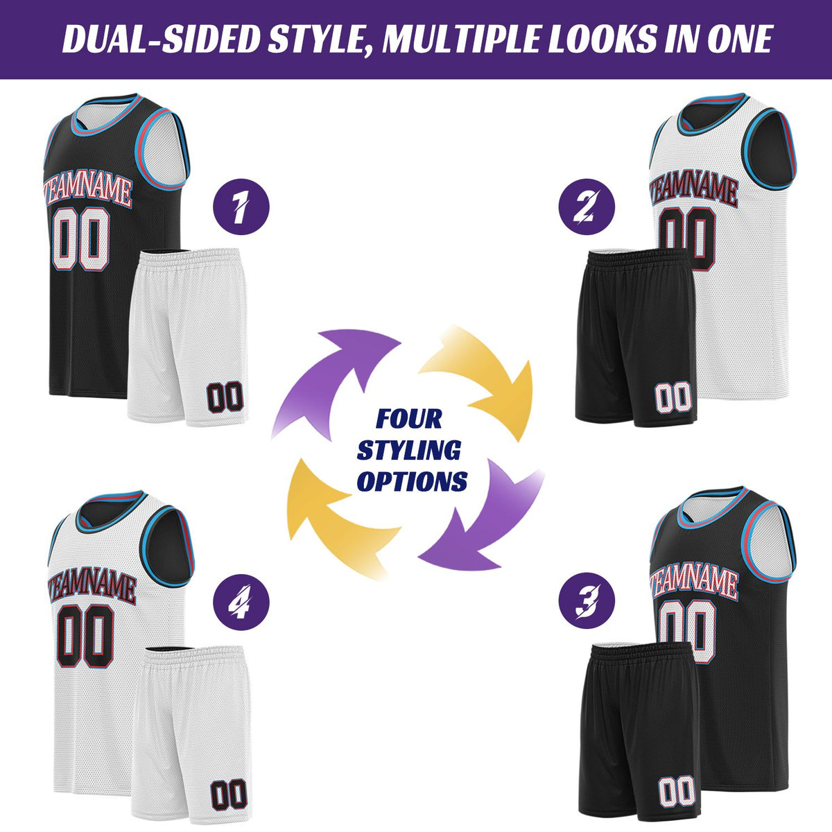 Custom Black & Red Basketball Jersey Set | Personalized Team Uniform | Vosoli