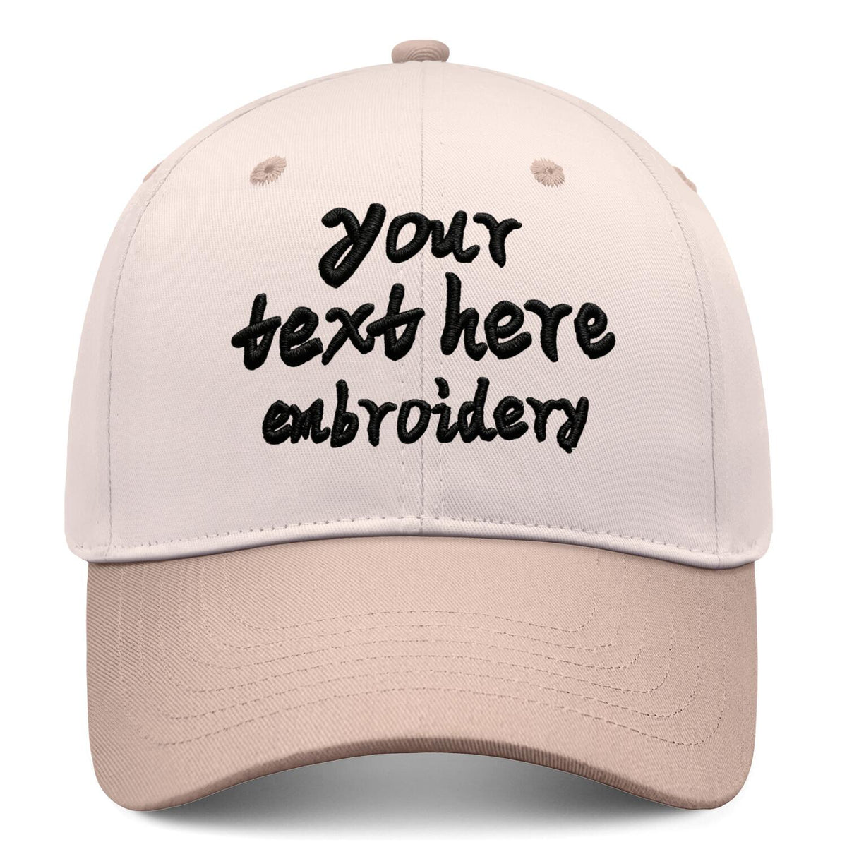 Vosoli Beige Solid-Color Deep Bill Baseball Cap - Unisex Custom 3D Embroidery or Print Hat