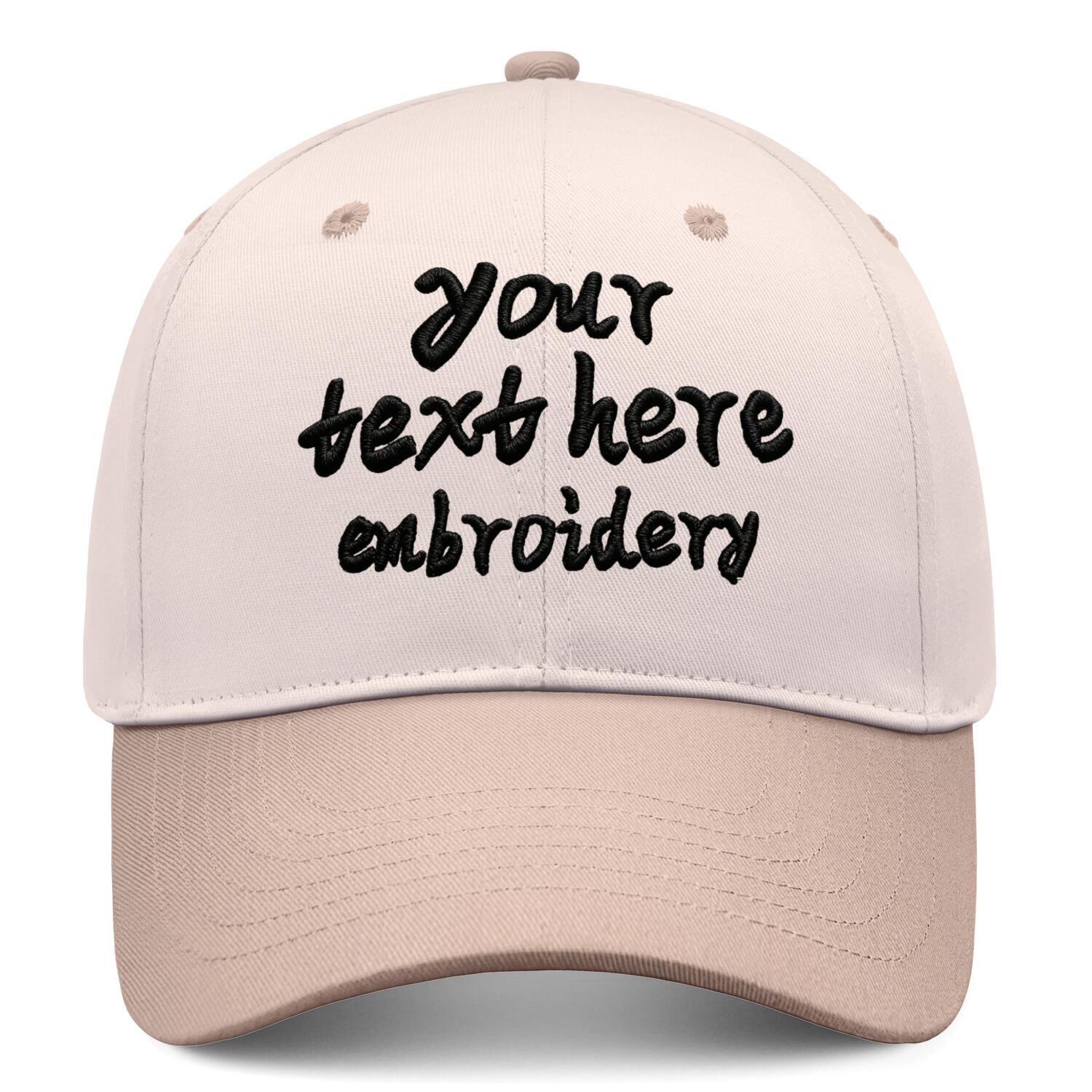Vosoli Beige Solid-Color Deep Bill Baseball Cap - Unisex Custom 3D Embroidery or Print Hat