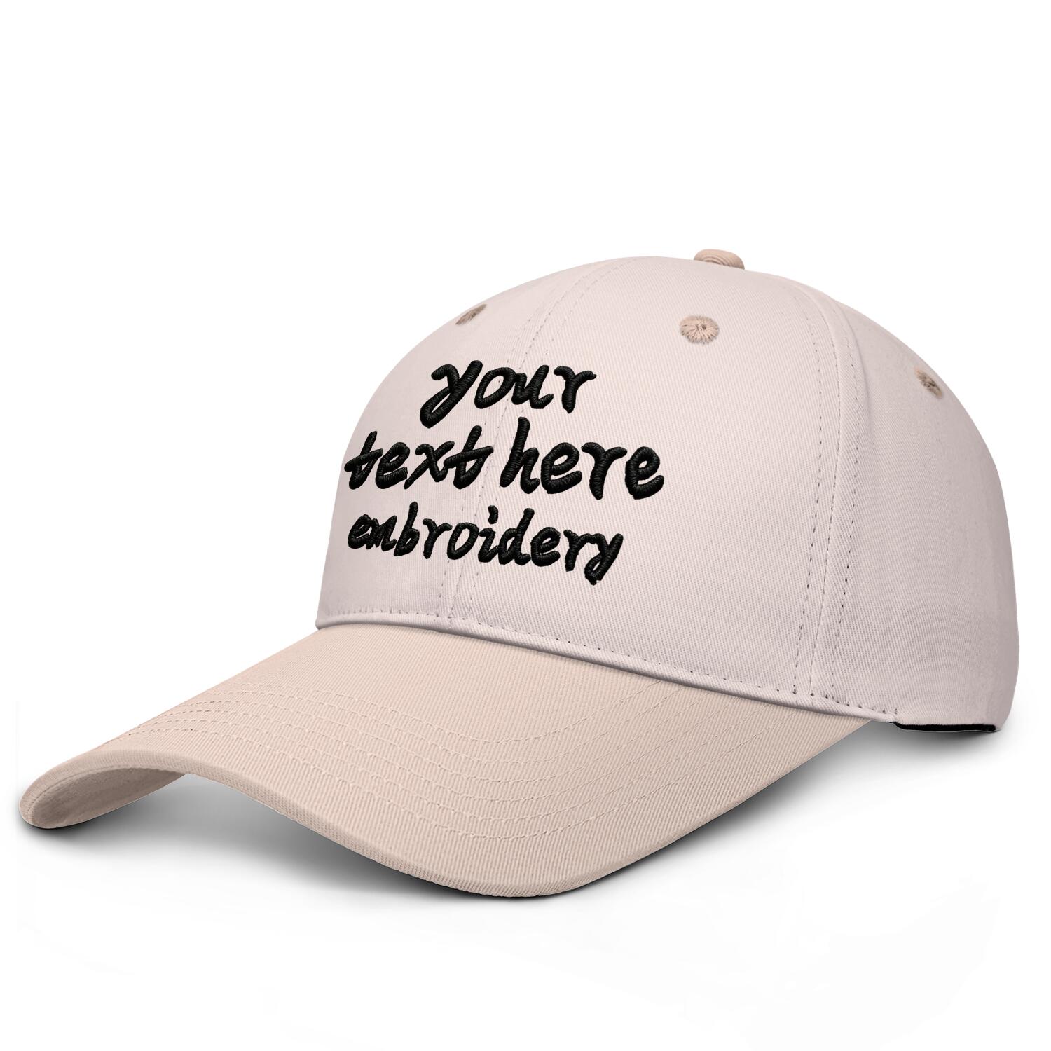 Vosoli Beige Solid-Color Deep Bill Baseball Cap - Unisex Custom 3D Embroidery or Print Hat