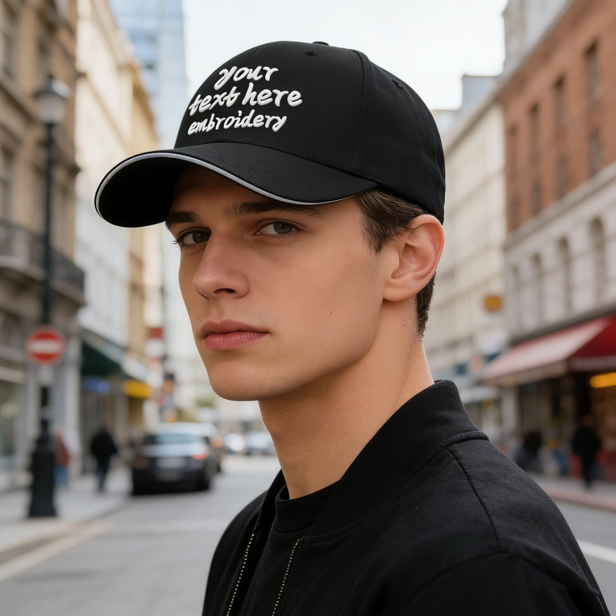 Vosoli Black Contrast Brim Unisex Baseball Cap - Team Custom Embroider or Print Personalized Hat
