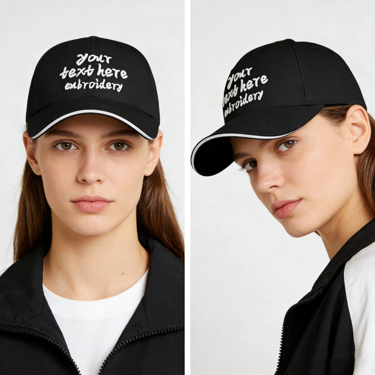 Vosoli Black Contrast Brim Unisex Baseball Cap - Team Custom Embroider or Print Personalized Hat