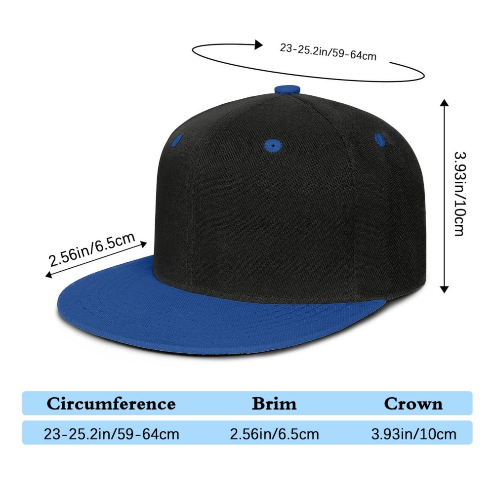 Vosoli Black Blue Flat Brim Cap - Custom Embroidered Personalized Hat