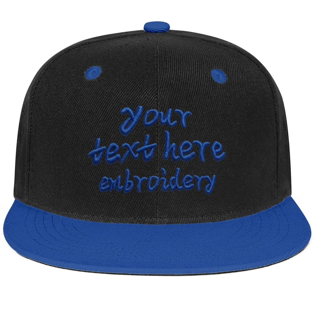 Vosoli Black Blue Flat Brim Cap - Custom Embroidered Personalized Hat