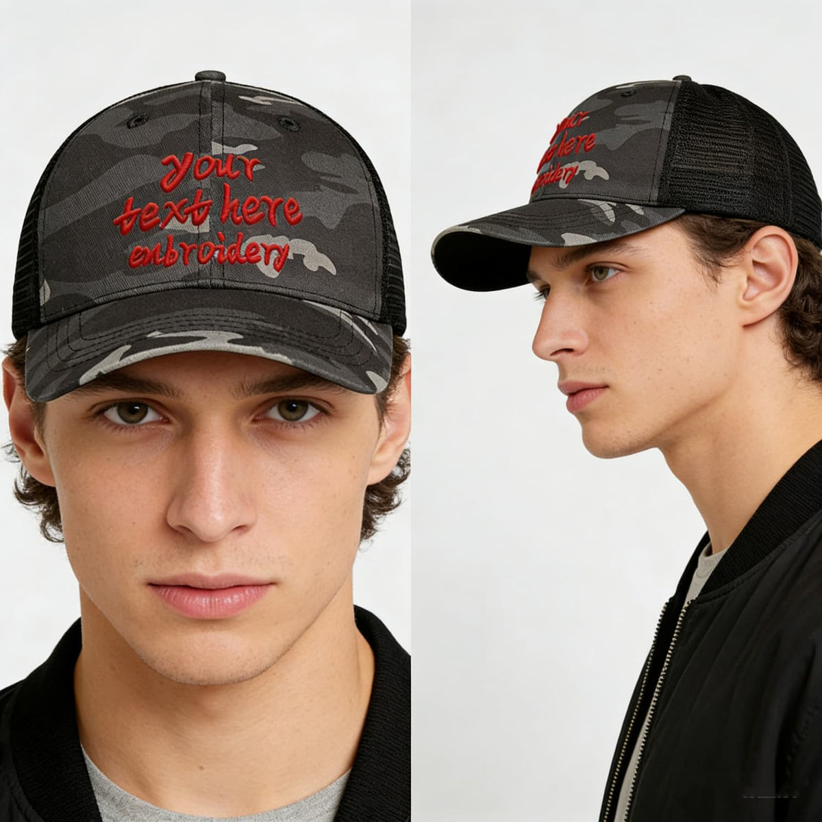 Vosoli Black Camo Trucker Hat - Team Custom Embroider or Print Personalized Cap