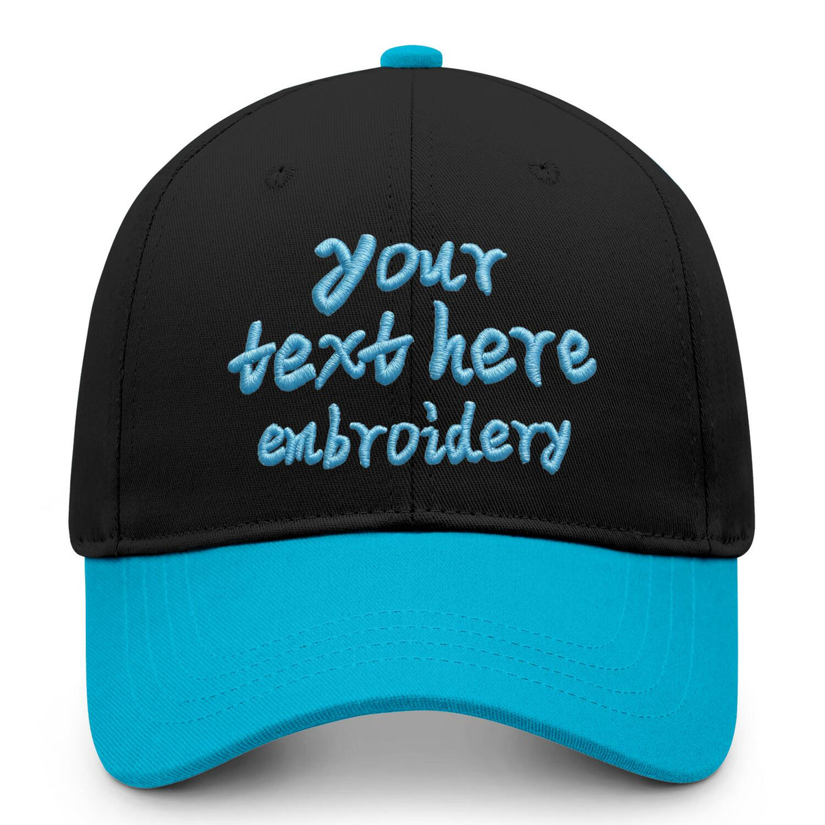 Vosoli Black Cyan Two-Tone Baseball Cap - Unisex Custom 3D Embroidery or Print