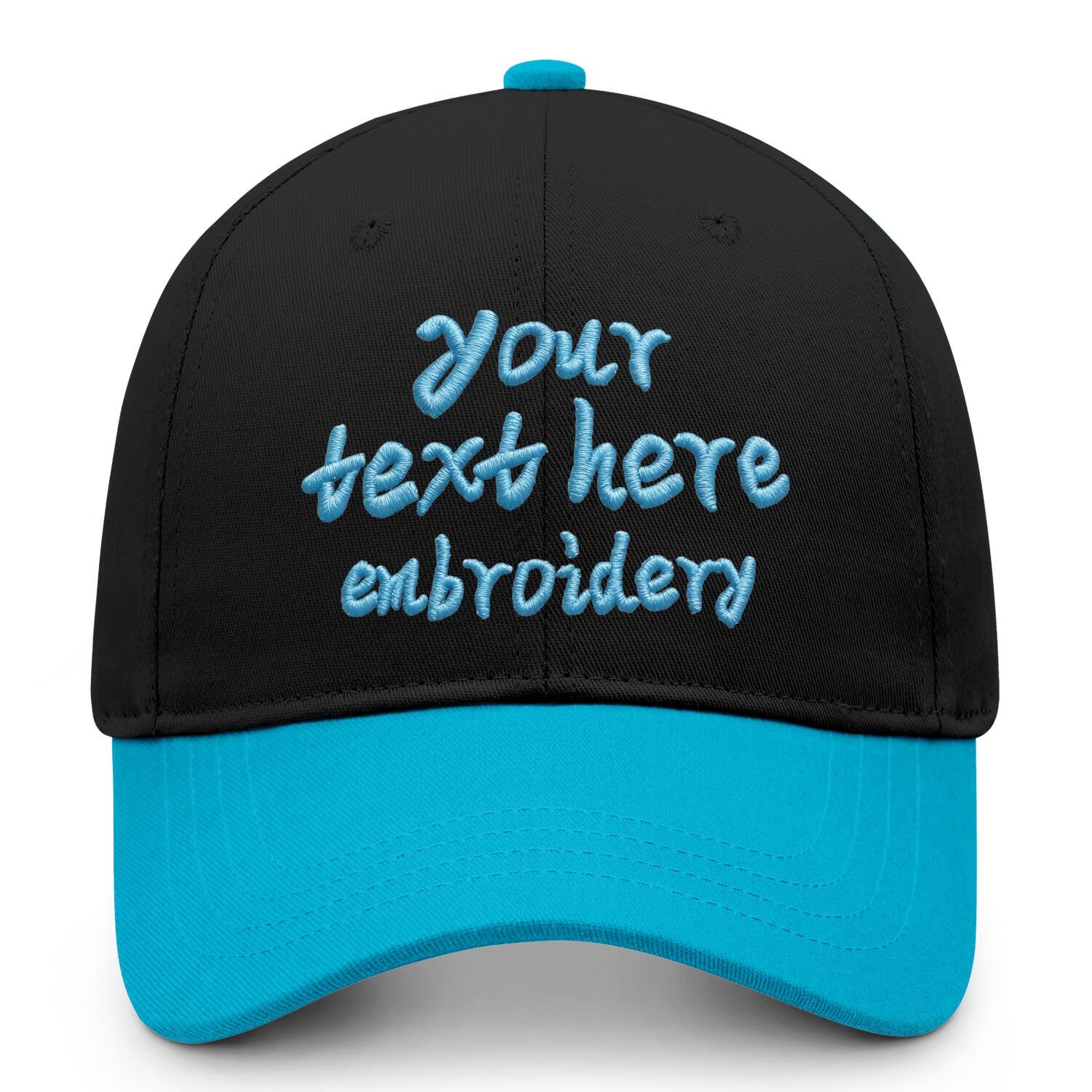 Vosoli Black Cyan Two-Tone Baseball Cap - Unisex Custom 3D Embroidery or Print