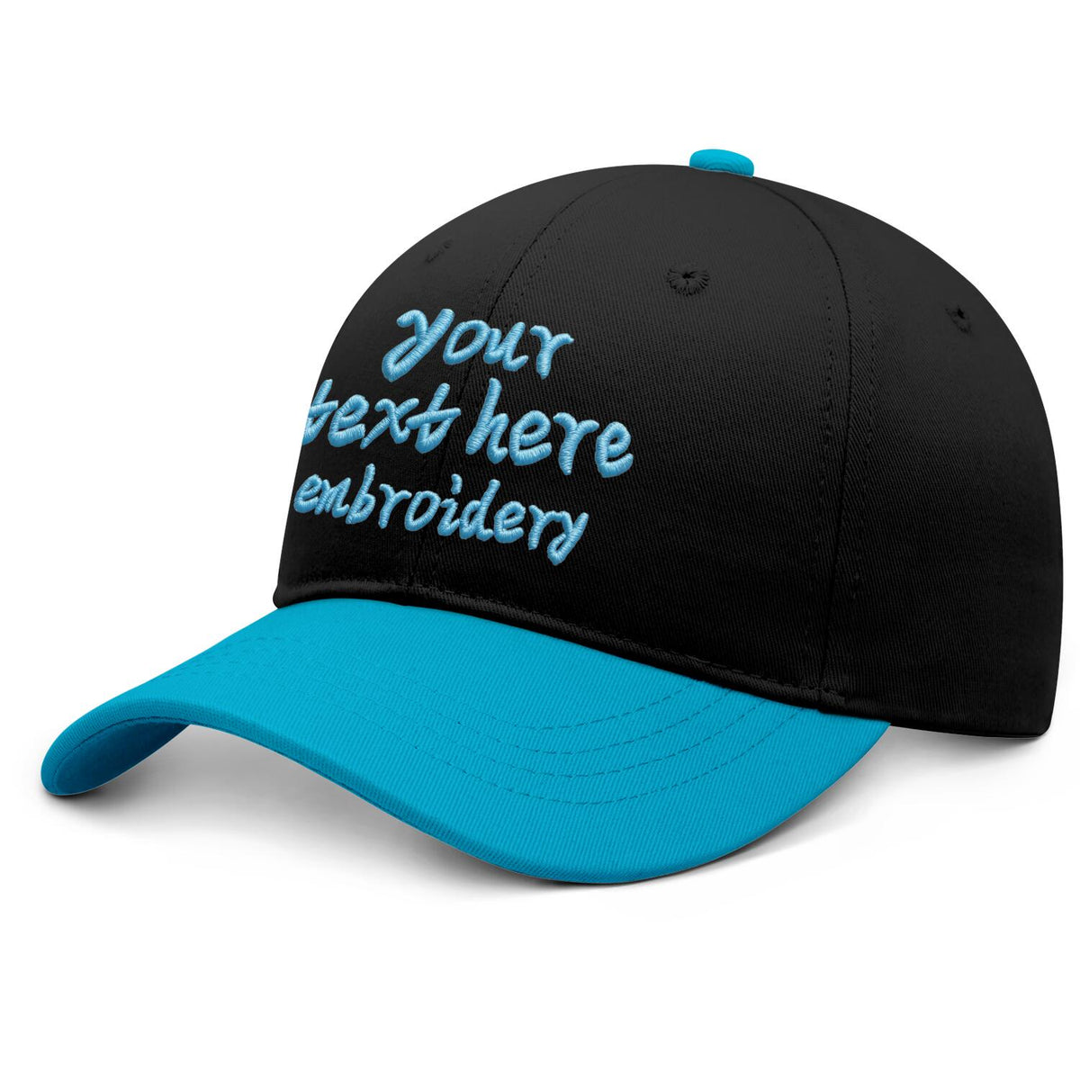 Vosoli Black Cyan Two-Tone Baseball Cap - Unisex Custom 3D Embroidery or Print