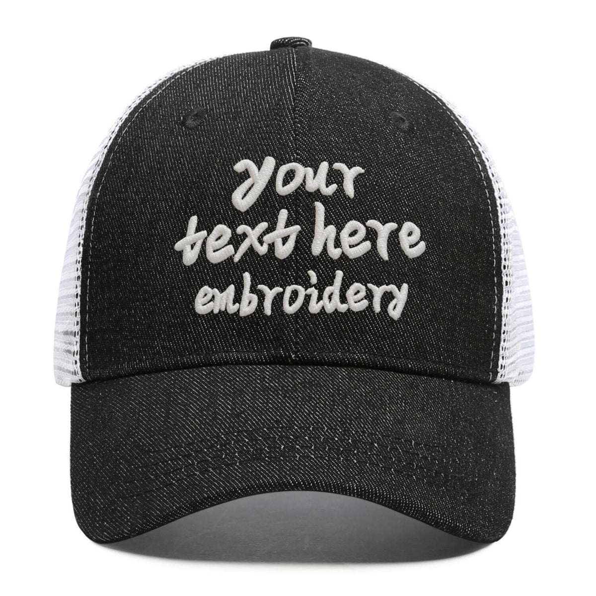 Vosoli Black White Denim Trucker Hat - Team Custom Embroider or Print Personalized Cap