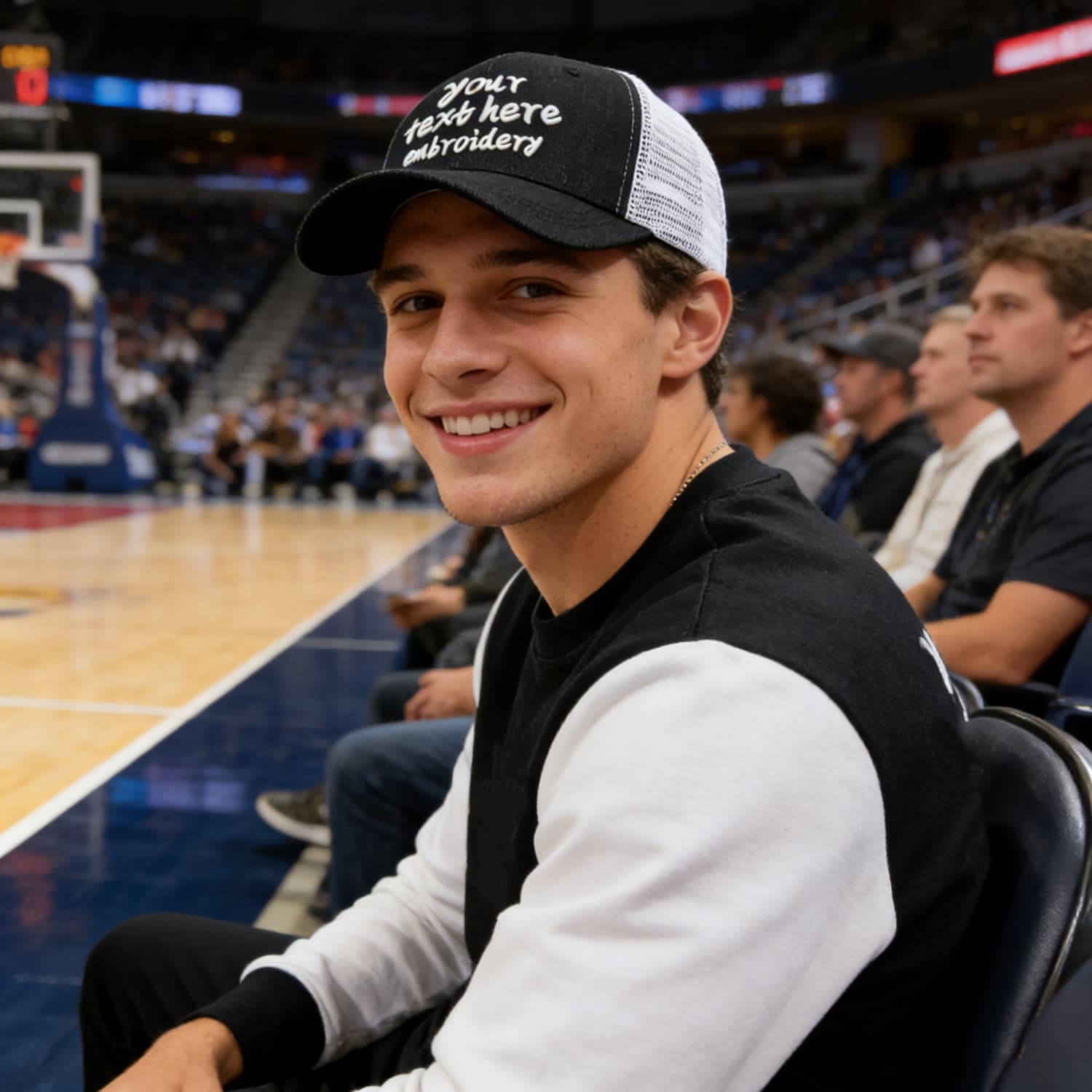 Vosoli Black White Denim Trucker Hat - Team Custom Embroider or Print Personalized Cap