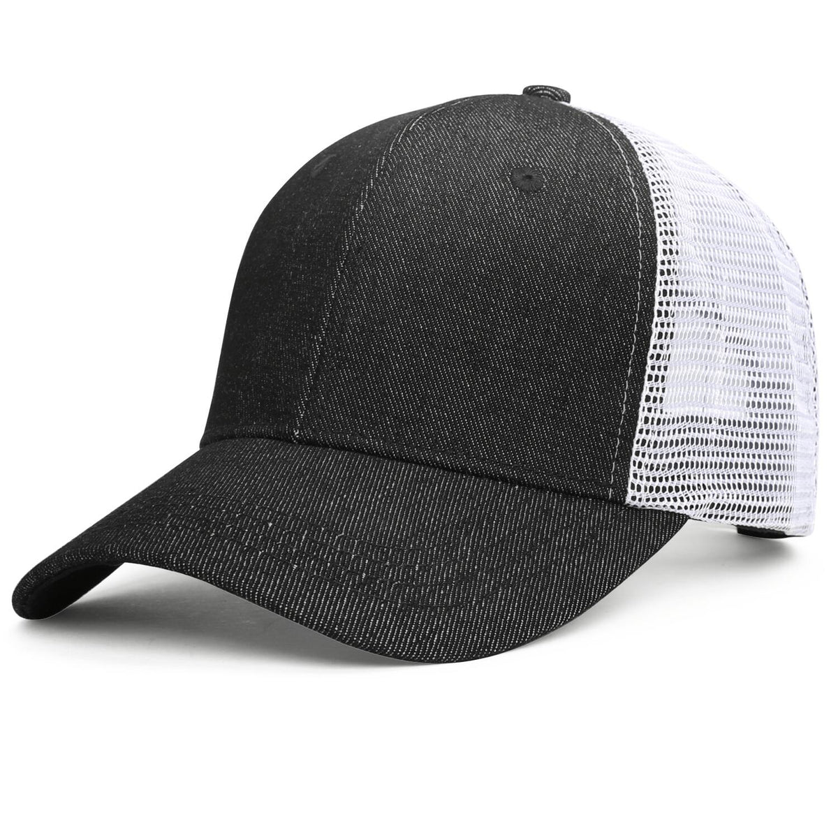 Vosoli Black White Denim Trucker Hat - Team Custom Embroider or Print Personalized Cap