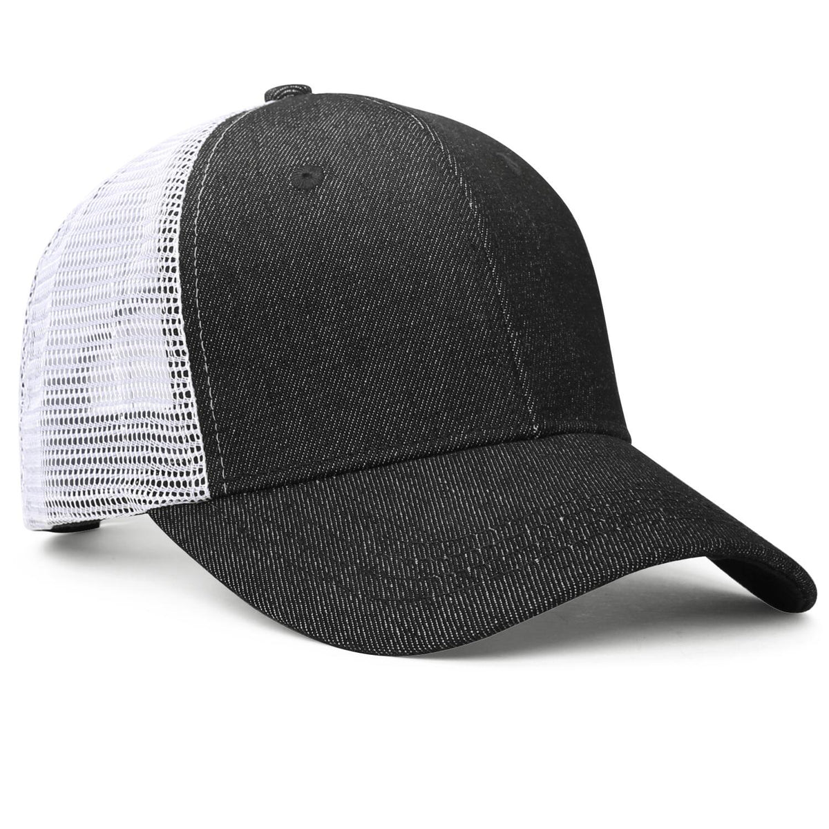 Vosoli Black White Denim Trucker Hat - Team Custom Embroider or Print Personalized Cap
