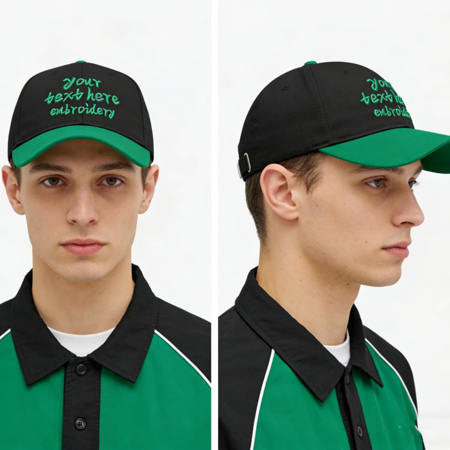 Vosoli Black Forest Green Two-Tone Baseball Cap - Unisex Custom 3D Embroidery or Print