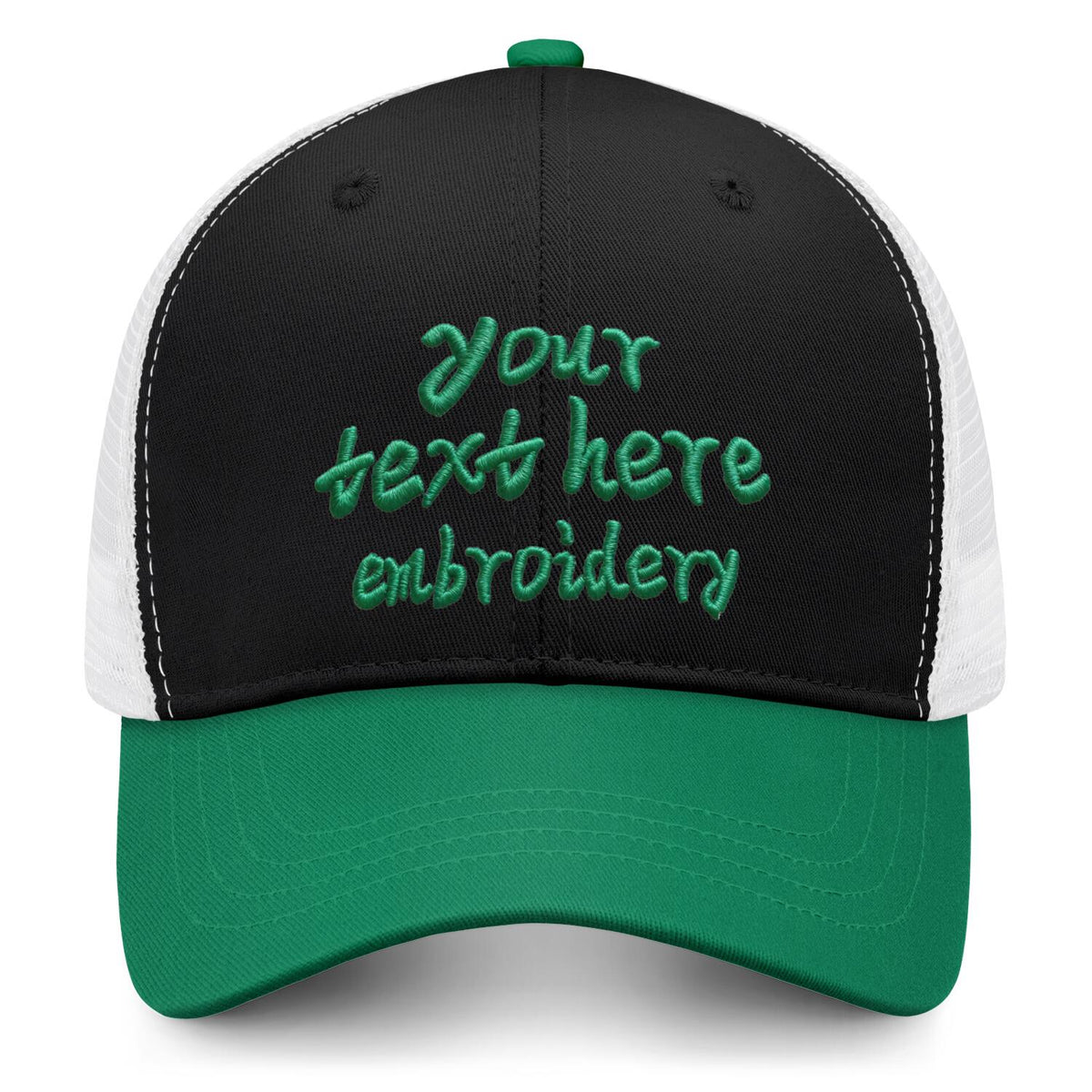 Vosoli Black & Forest Green Two-Tone Baseball Trucker Hat - Unisex Custom 3D Embroidery or Print