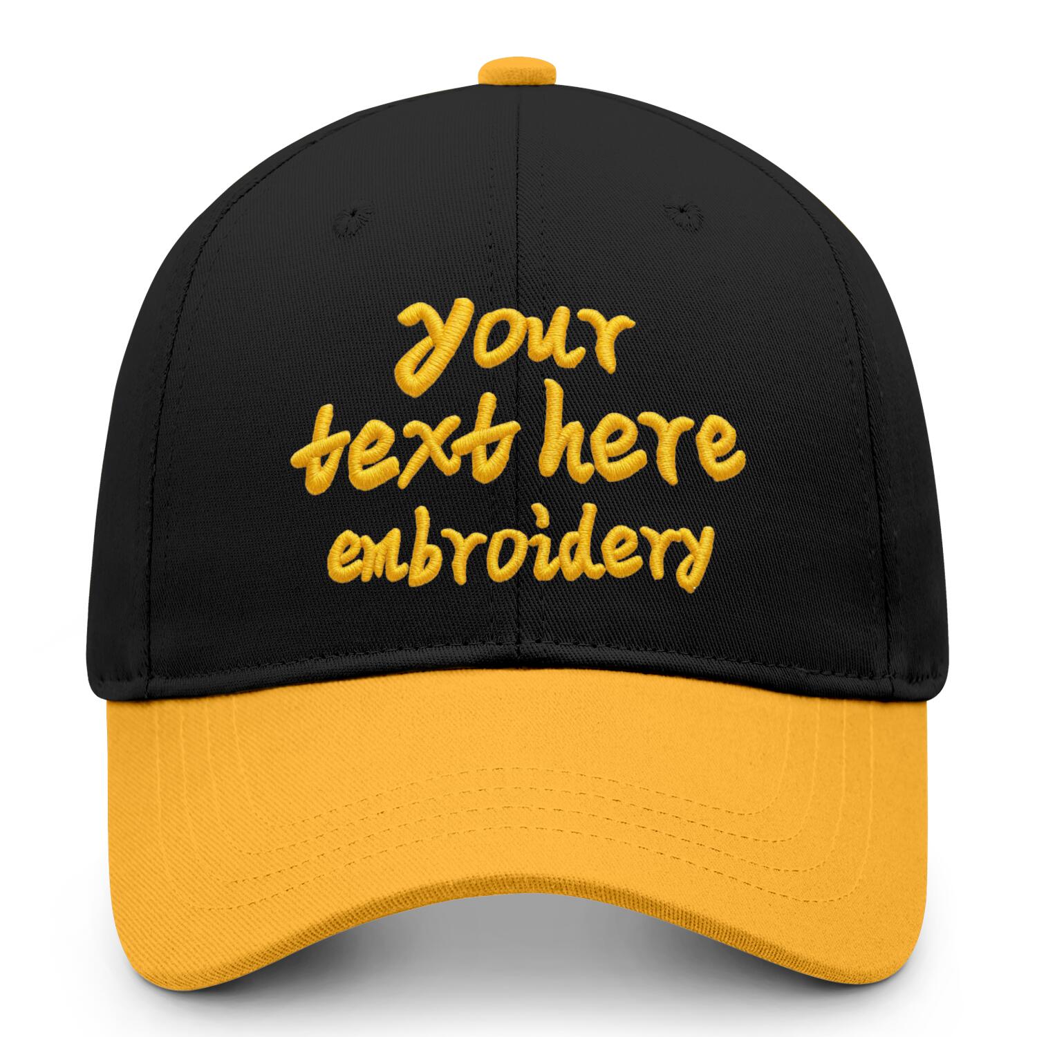 Vosoli Black Gold Two-Tone Baseball Cap - Unisex Custom 3D Embroidery or Print