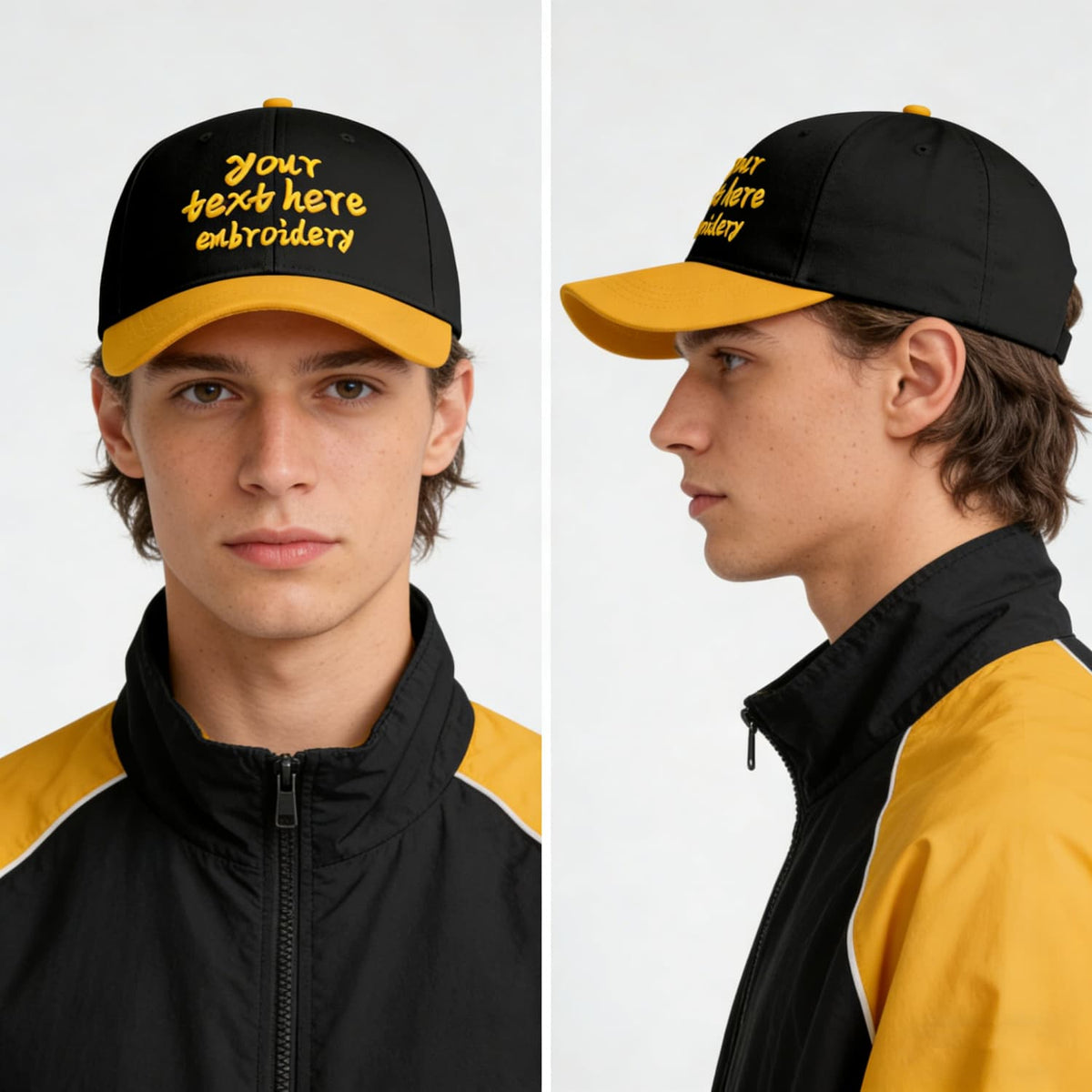 Vosoli Black Gold Two-Tone Baseball Cap - Unisex Custom 3D Embroidery or Print