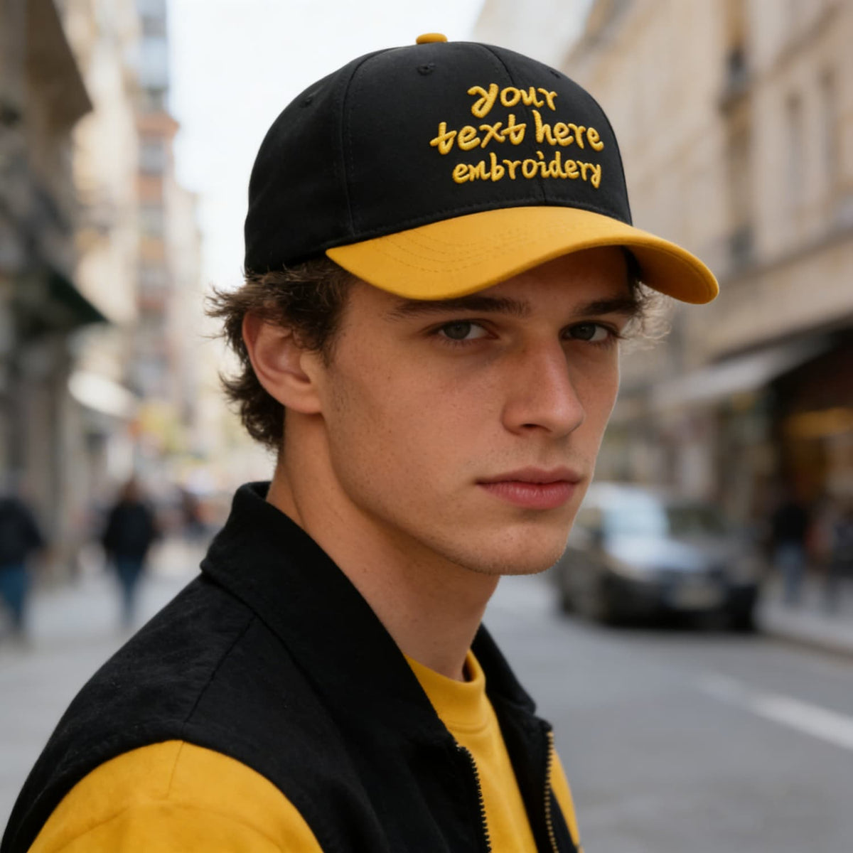 Vosoli Black Gold Two-Tone Baseball Cap - Unisex Custom 3D Embroidery or Print